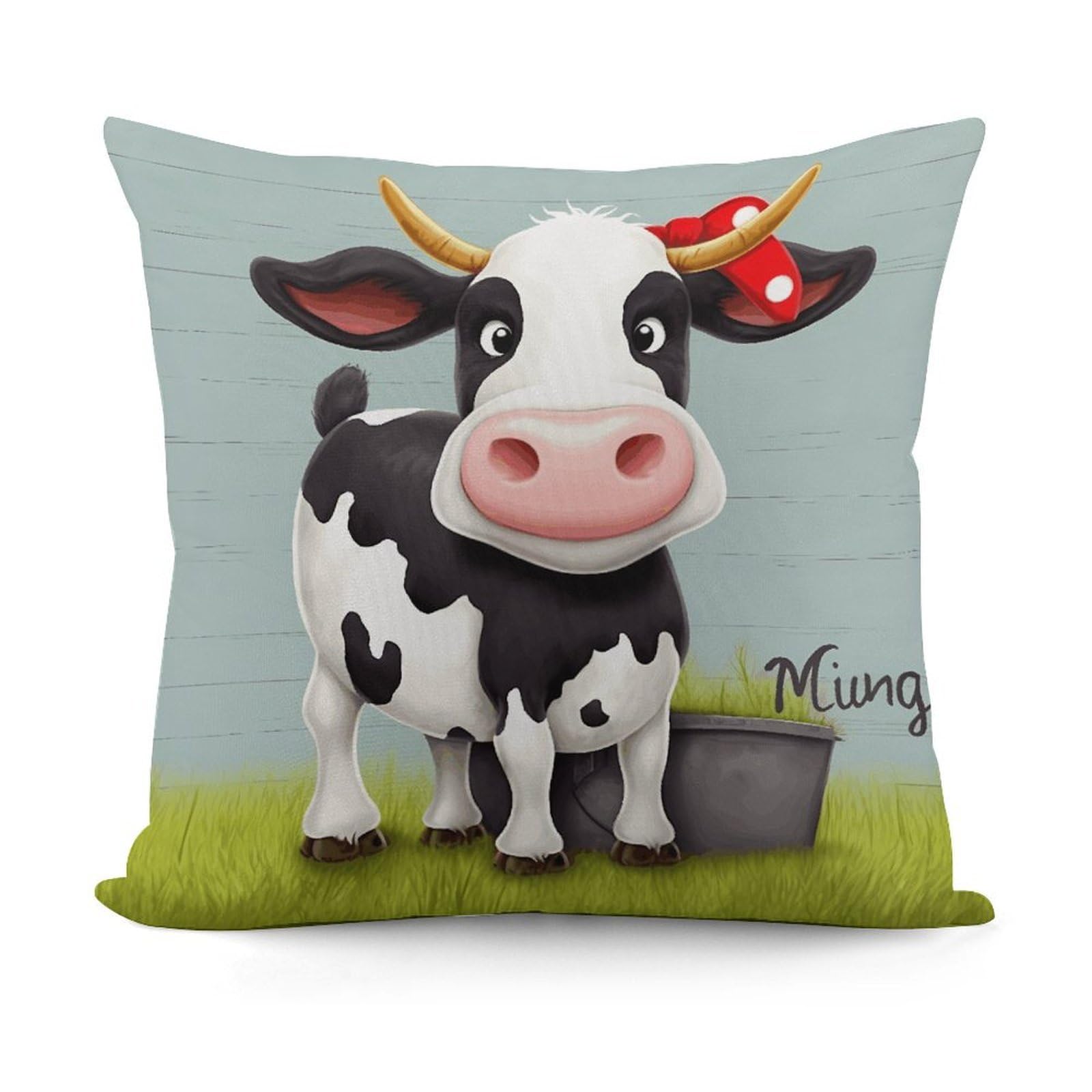 VstaDank Cute Cow Pillow Covers Soft Plush Decorative Square Pillow Cover Modern Breathable Pillowcases Pillowcase with Invisible Zipper 18x18 Inches for Sofa Living Room