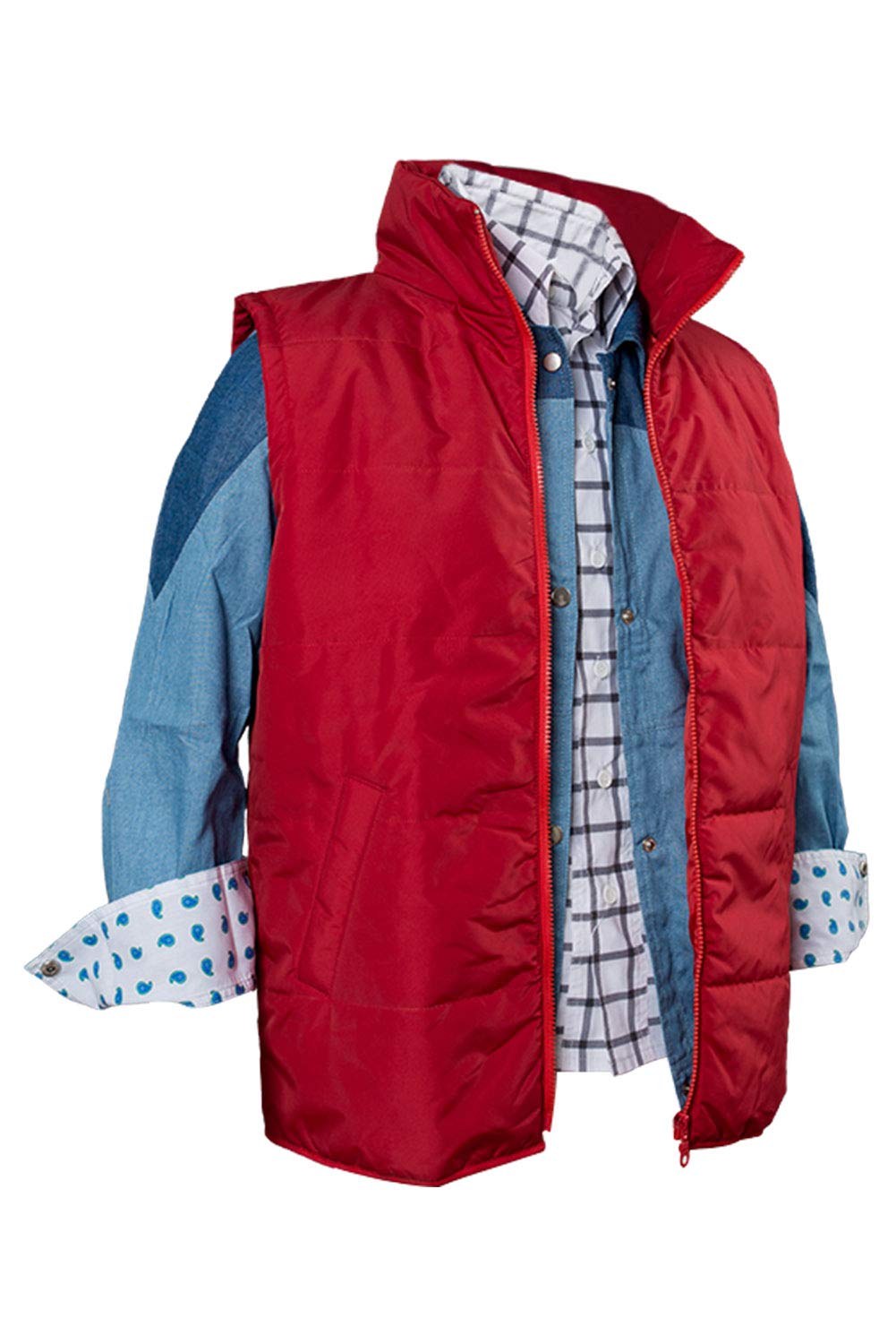Daiendi Costume de cosplay Marty McFly unisexe pour adulte - Ensemble complet - Haut + chemise + gilet - Costume d'Halloween