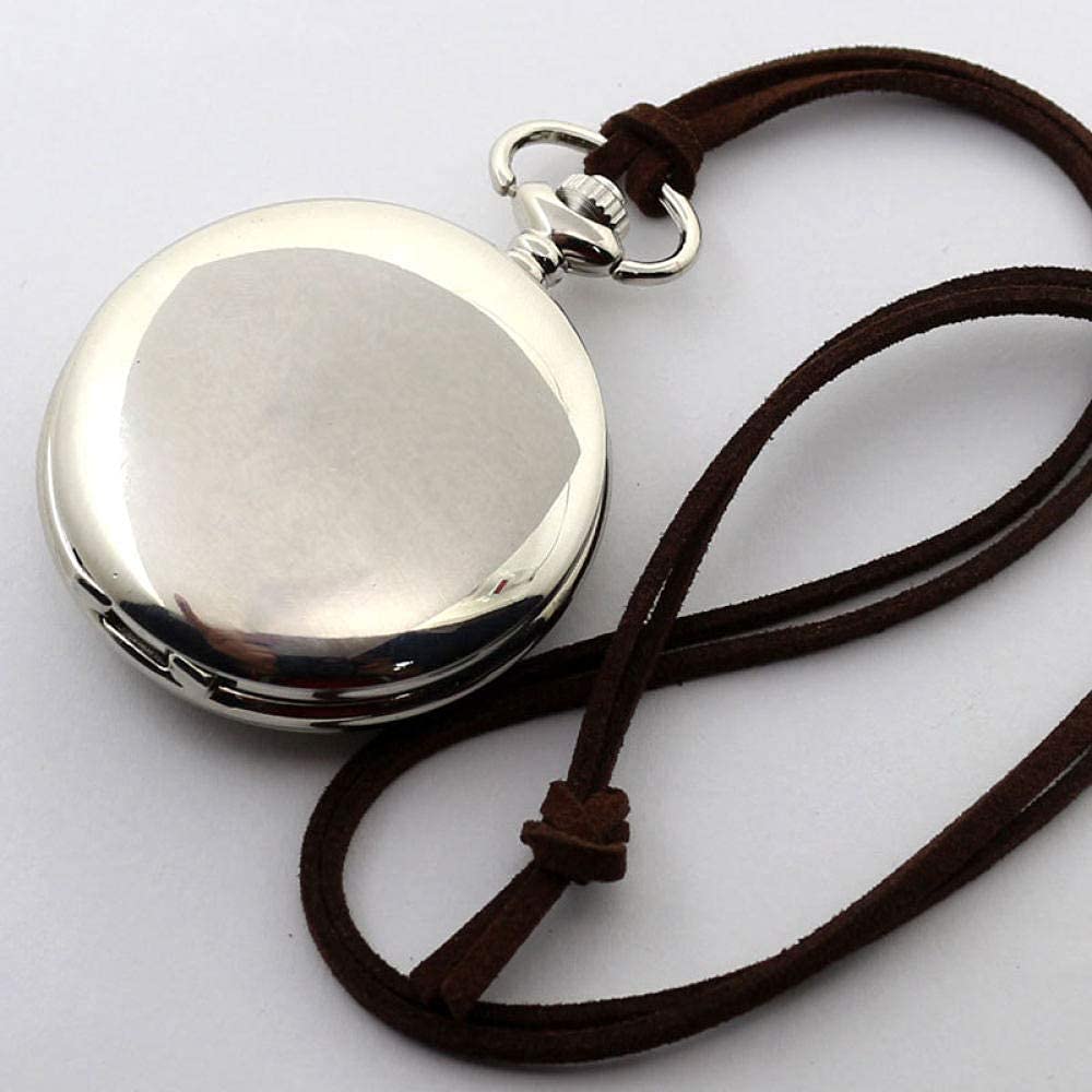 QUNINE Relojes de Bolsillo clásicos con Colgante de Cuarzo Vintage, Reloj de Bolsillo de Plata Pura Steampunk Personalizado, Collar con Cadena, Colgante, Caja de Regalo, Juego de Bolsa, Plata (Plata)