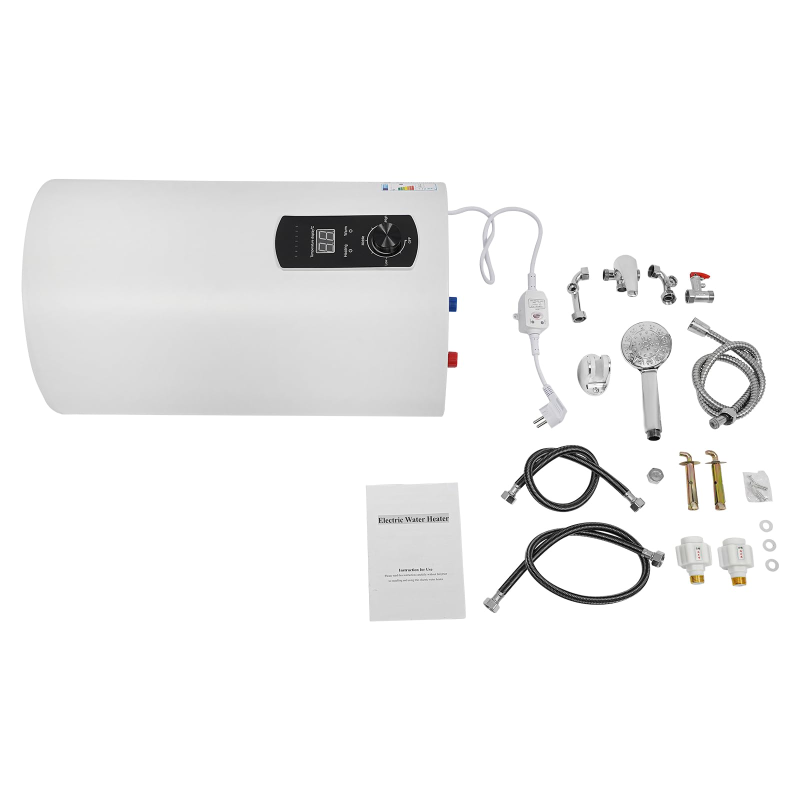 Chauffe-eau électrique 30 l acier inoxydable tube chauffant montage mural alimentation rapide eau chaude