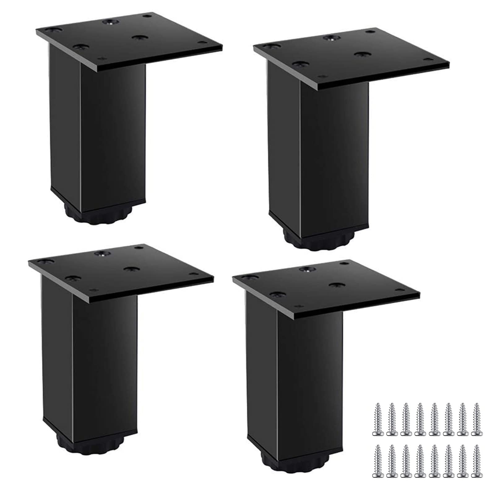 Nogi stołu ze stopu aluminium ze śrubami do montażu mebli (czarne 8 cm)