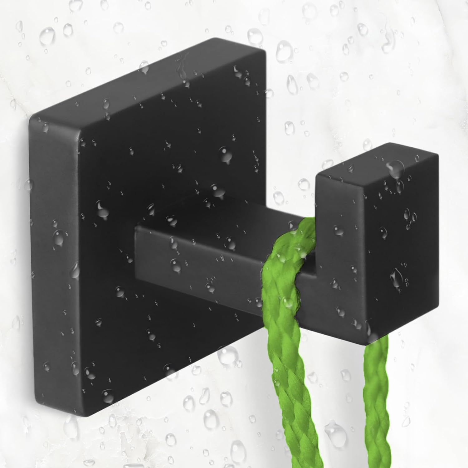 IBosins 3 pcs Bathroom Towel Hooks Hand Towel Holder Heavy Duty Stainless Steel Towel Hanger Robe Hat Coat Hooks for Wall of Livingroom Bedroom Kitchen Closet (Square Matte Black)