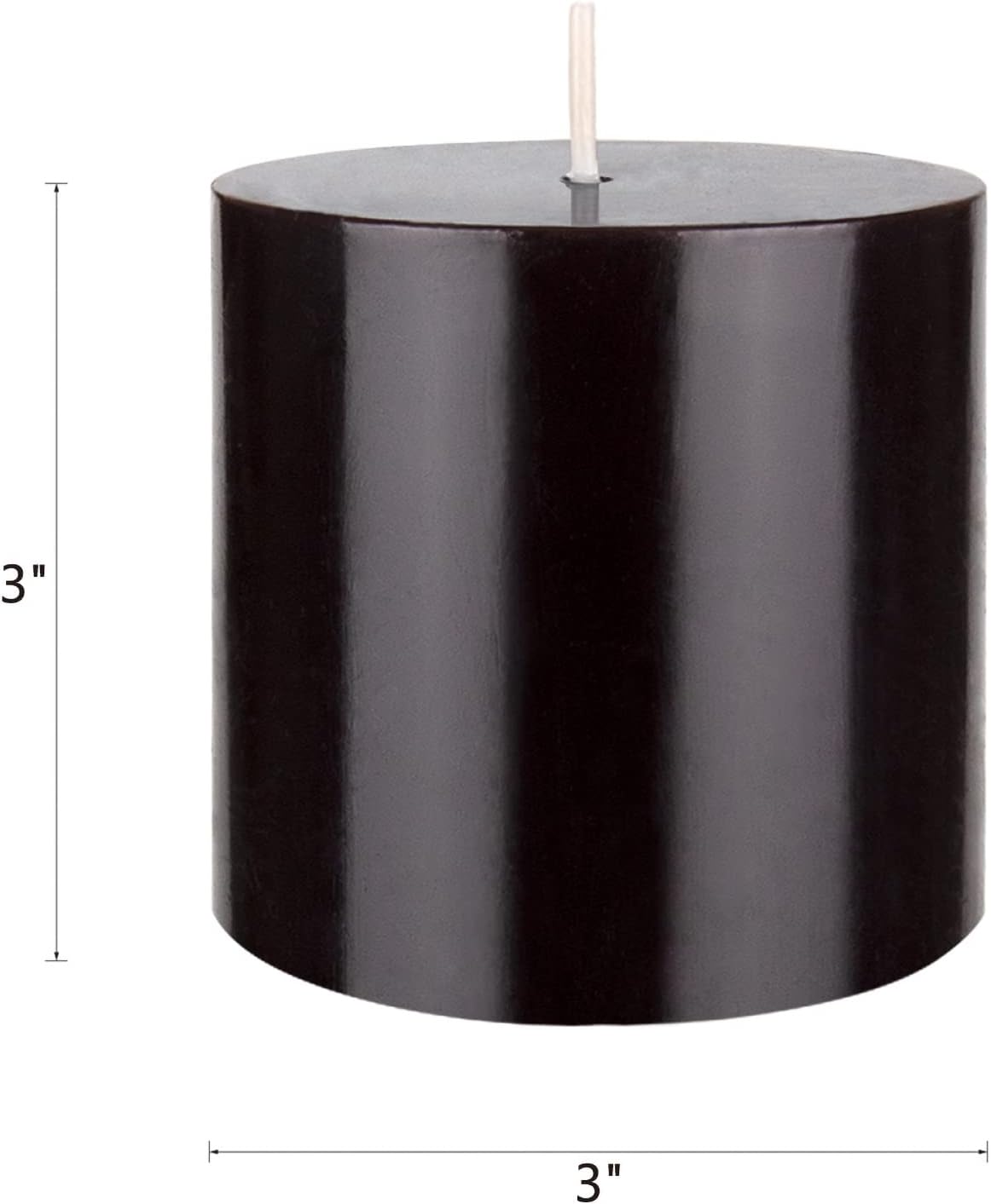 Mega Candles 1 pc Unscented Black Round Pillar Candle, Hand Poured Premium Wax Candles 3 Inch x 3 Inch, Home Décor, Wedding Receptions, Baby Showers, Birthdays, Celebrations, Party Favors & More