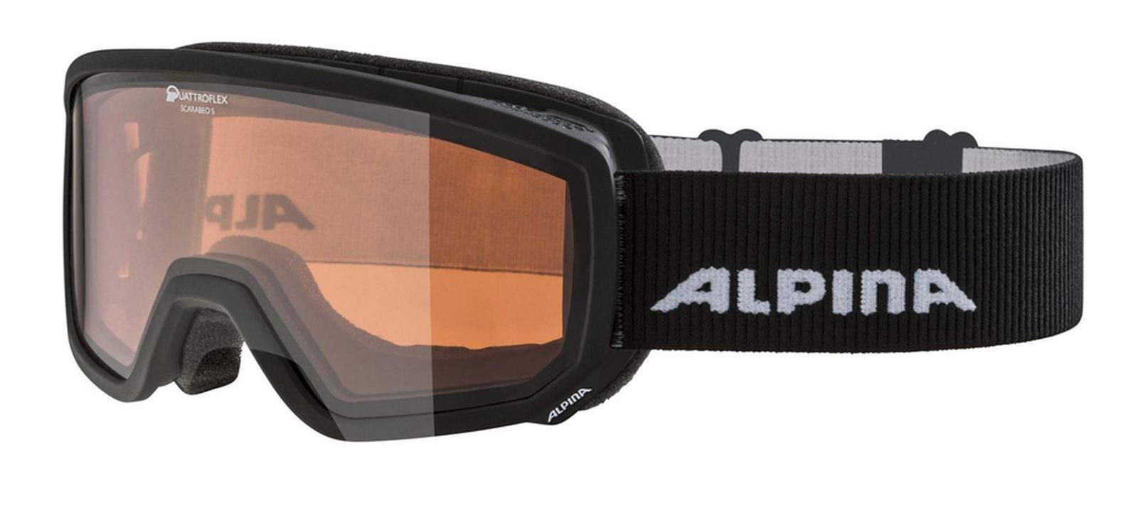 ALPINA SCARABEO S Q - Verspiegelte, Kontrastverstärkende & Polarisierte OTG Skibrille Mit 100% UV-Schutz Für Erwachsene, black, One Size
