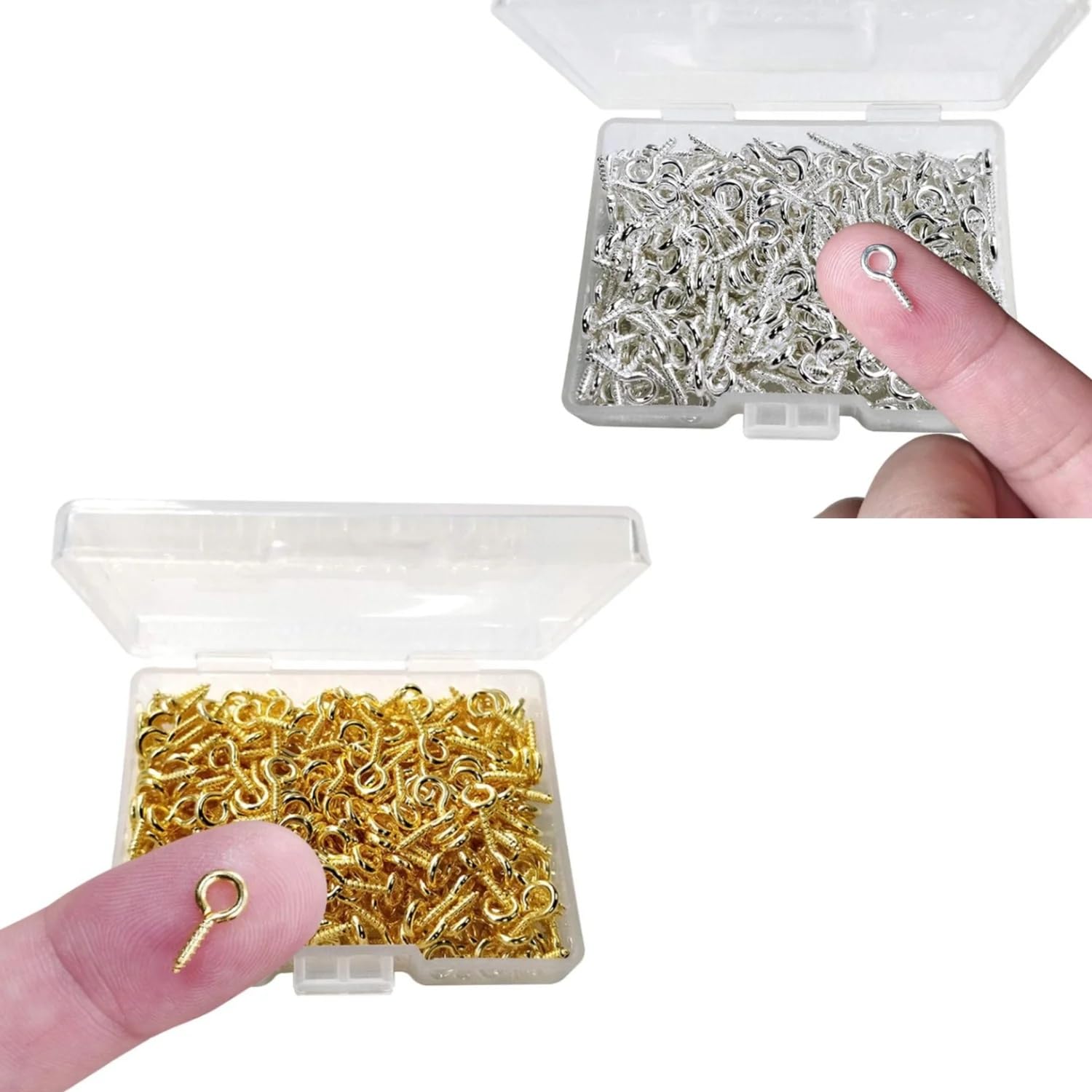 KReating Dot | Mix of 100 | 50 Pcs Nickel Silver and 50 Golden Coloured 5 x 10mm Screw Eye Pins Hooks with 50 Silver and 50 Golden Jump Rings, Eyelets Screw Threaded Clasp Hooks for Making Pendants, Beads, Jewellery Findings (KRBSM-100)