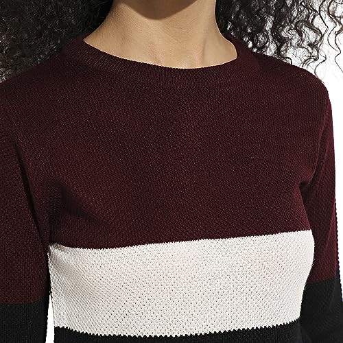 Image of PINACOLADA Women's Geometric-Textured Pullover Sweater for Casual Wear | Crew Neck | Long Sleeves | Pull On Closure | Sweater Crafted with Comfort Fit for Everyday Wear
