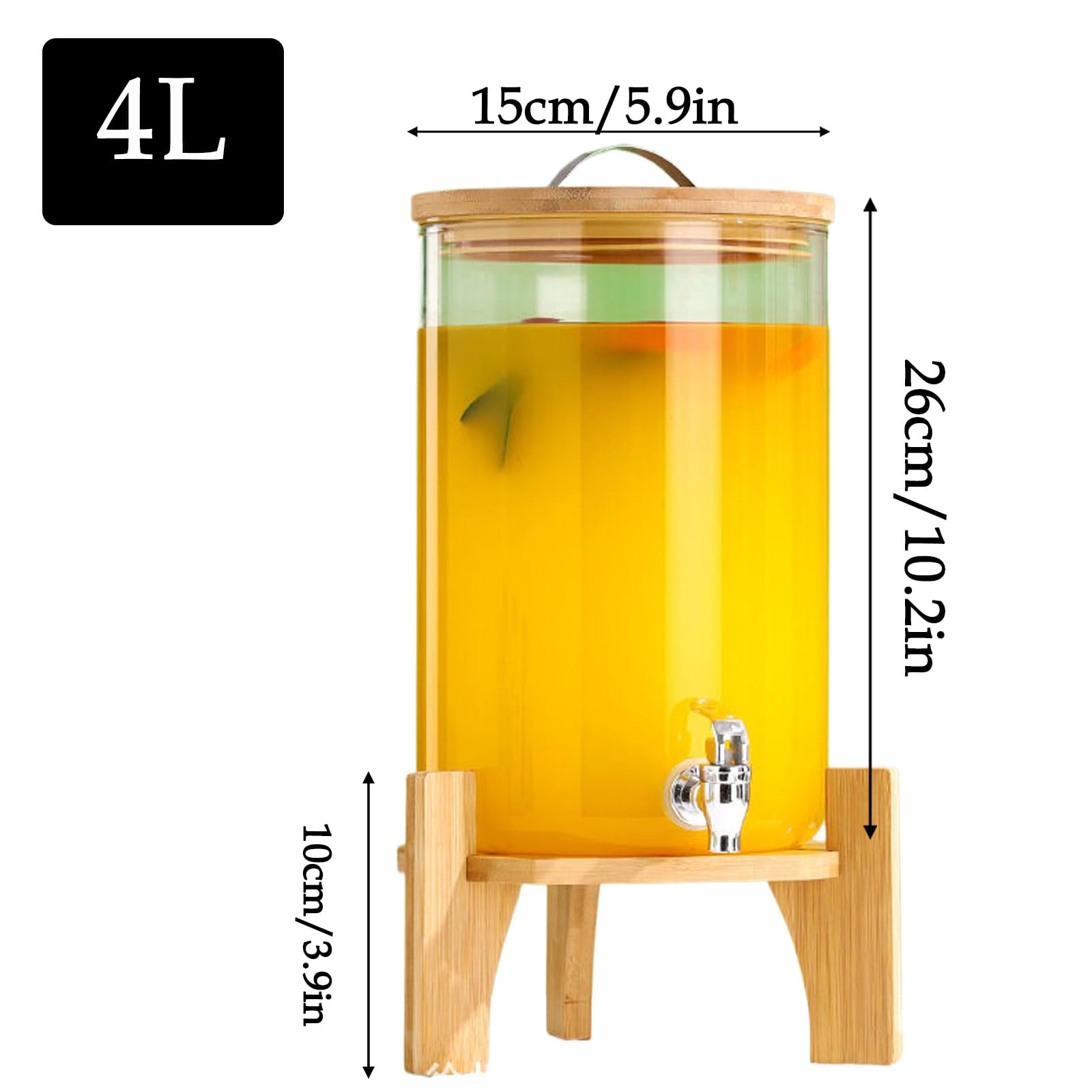 Dispensador de 4 litros con grifo y tapa, perfecto para fiestas, dispensador de agua o Beve, servidor Slish s Beve con grifo ABS