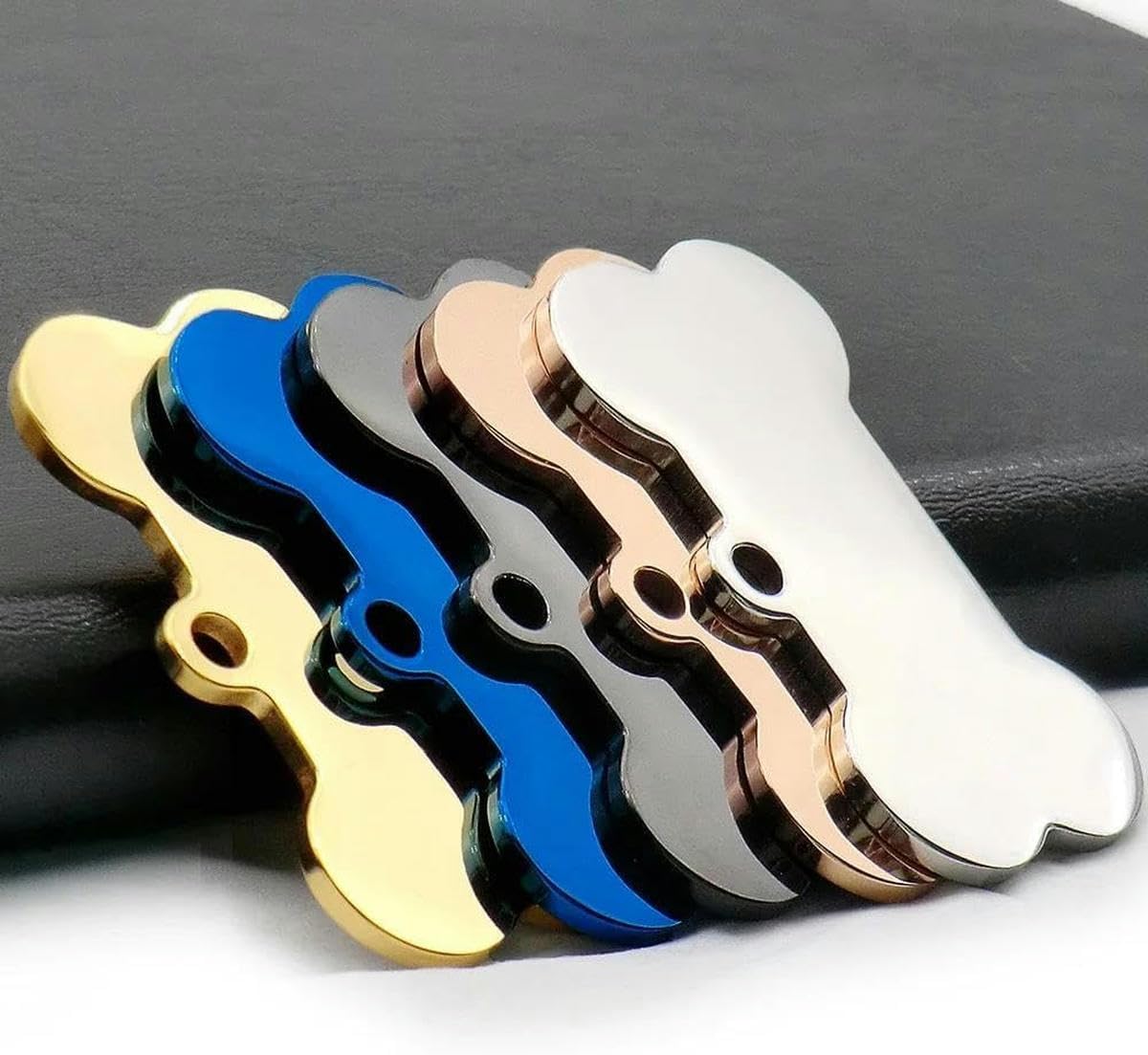 20 piezas de acero inoxidable en albo con forma de hueso para mascotas, placa de identificación para perros y gatos, etiqueta de identificación personalizada para mascotas, colgante con nombre de mas