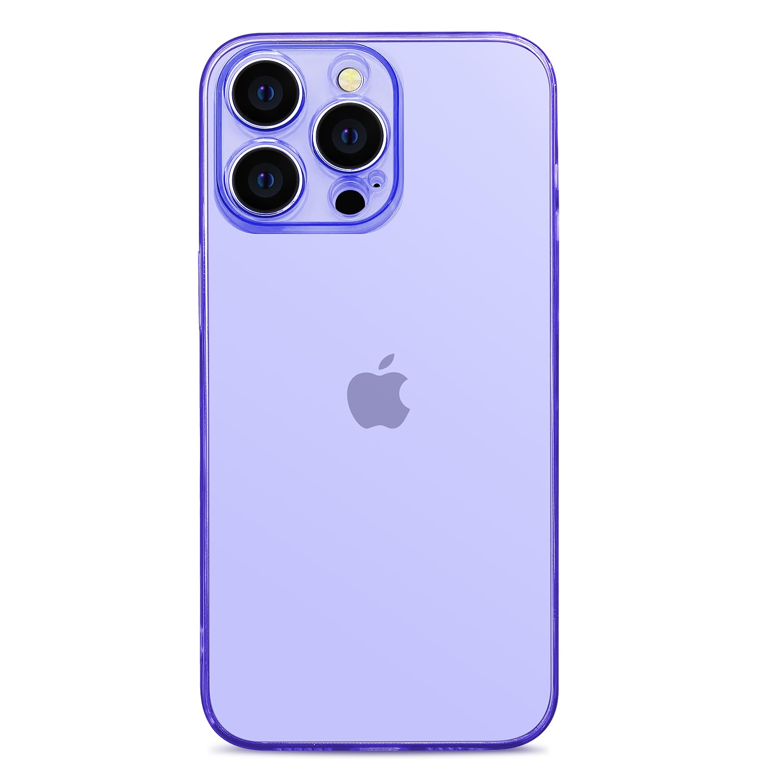 Qekaum Compatible iPhone 14 Pro Max Case, Neon Clear Silicone Protective Transparent Girly Case for Women Girls Purple