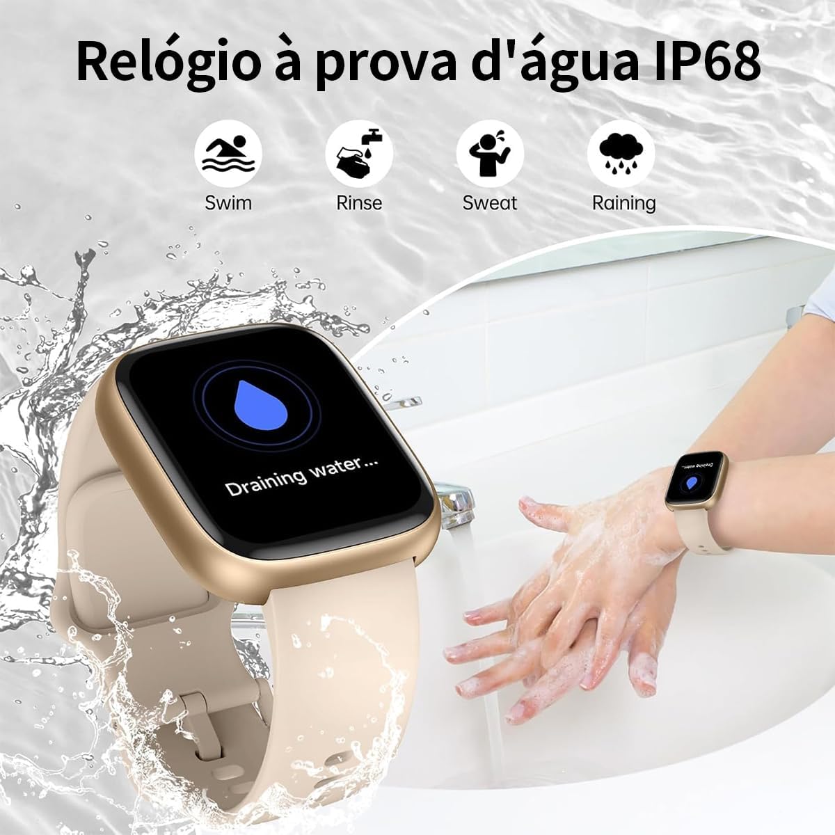 Imagem lateral do relógio em um ambiente de banheiro.