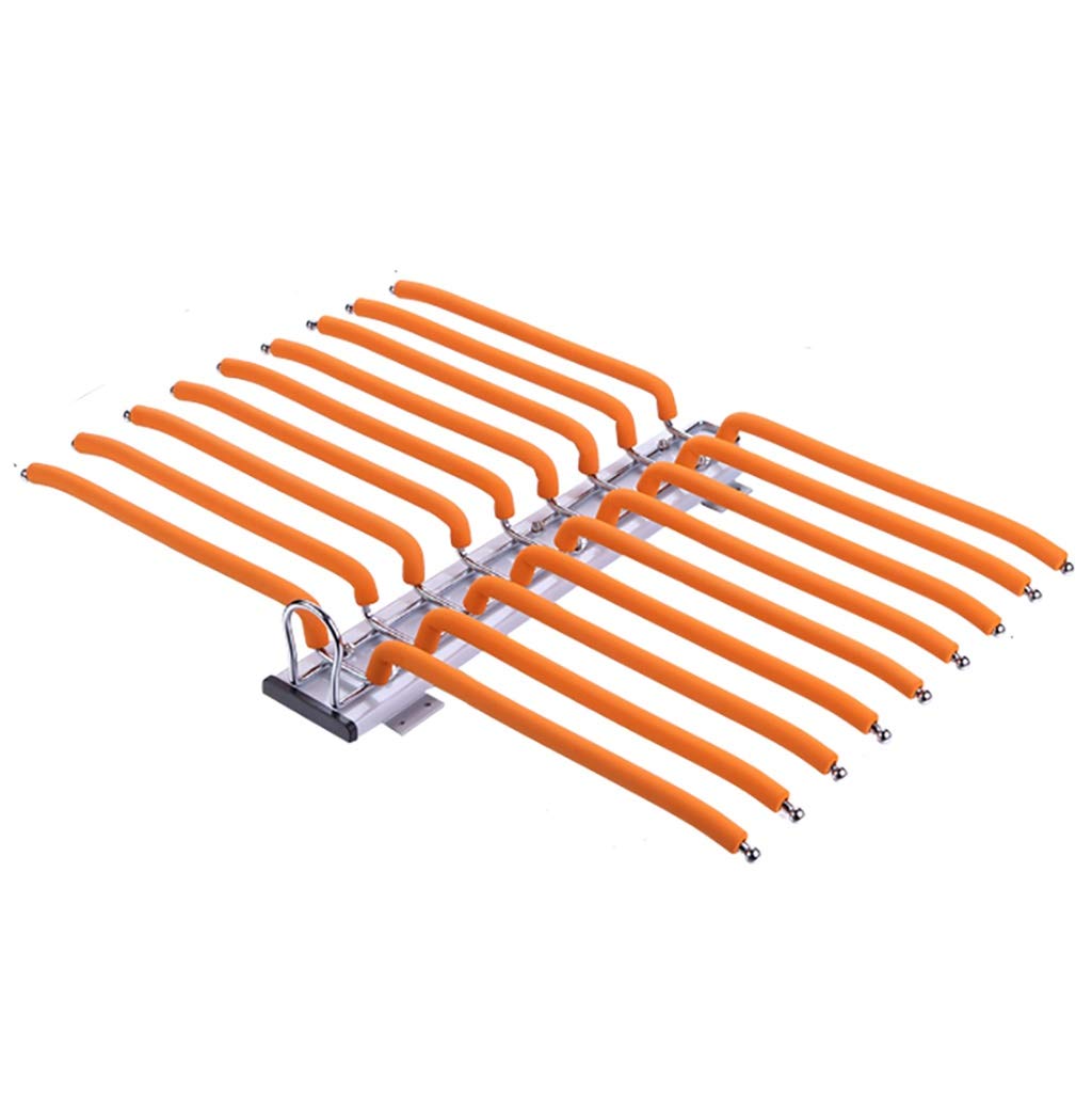 Armadio Push-Pull Portapantaloni per 18 Pantaloni, Guida Scorrevole per Sciarpe Estraibili, Portaoggetti per Armadietto D47Cm L64Cm A12Cm, Asta Floccata Arancione