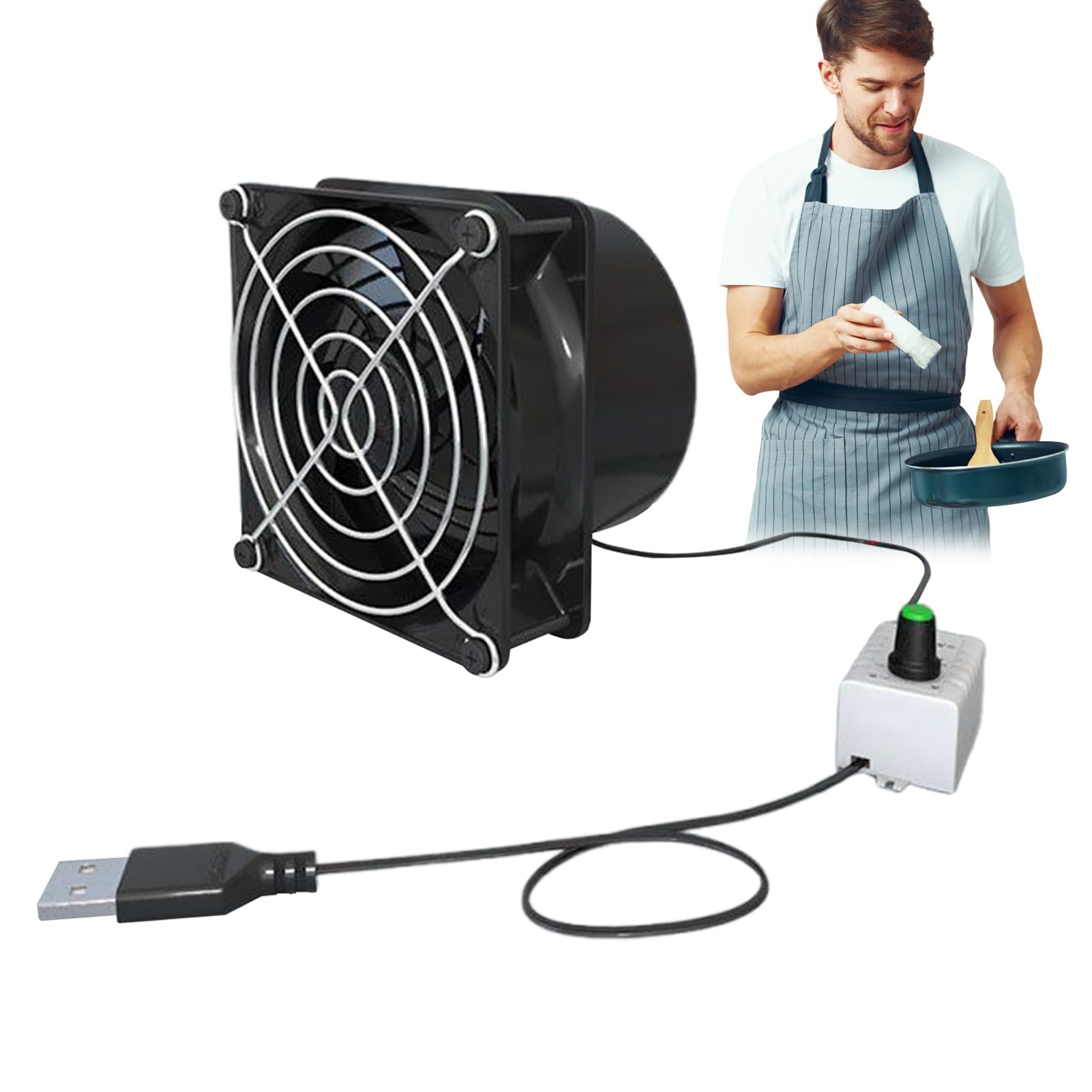 Exhaust Fan - Small Axial Exhaust Fan - Air Ventilation Blower USB Adjustable Speed Mini Exhauster Extractor Absorber for Bathroom Home Kitchen Window