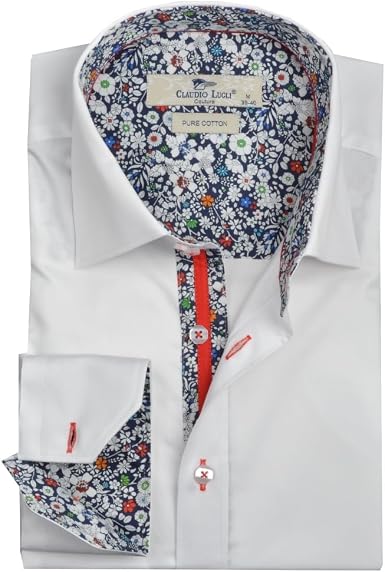 Claudio Lugli White Floral Trim Mens 