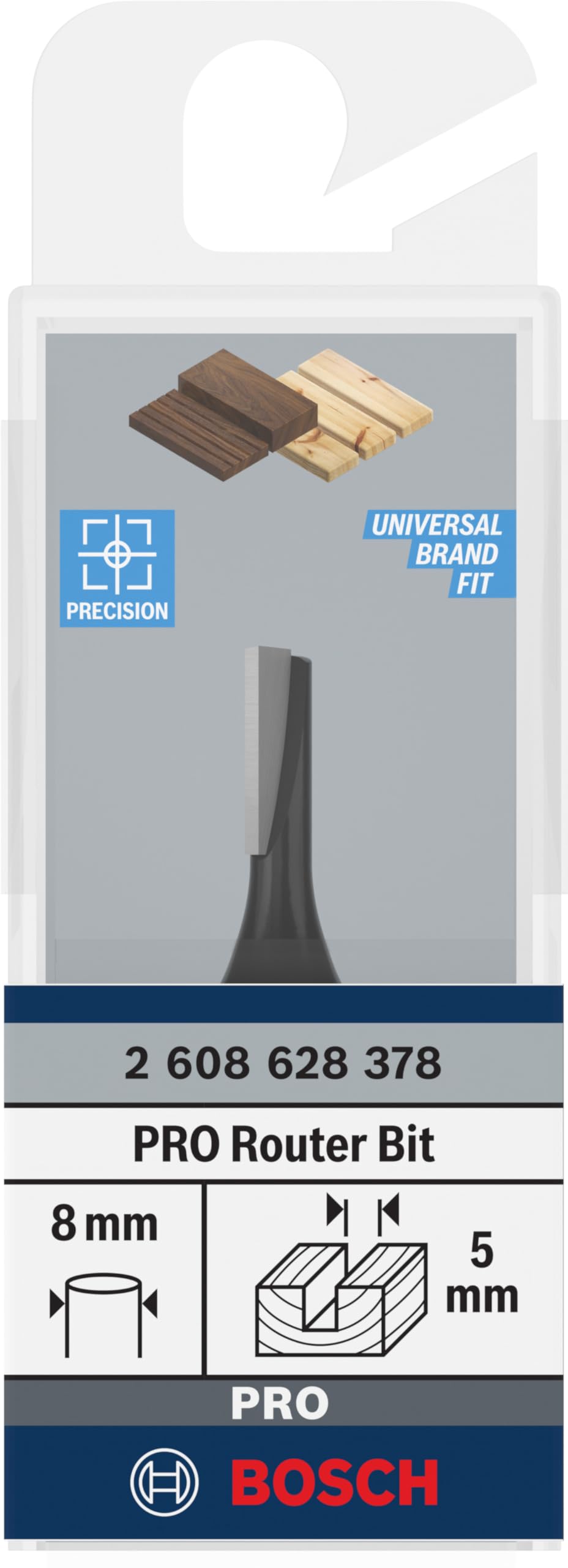 Bosch 1x Fresa diritta PRO, una scanalatura (per Legno tenero, Compensato, Ø 5 mm, Professional Accessorio Fresatrice portatile, Rifilatore)