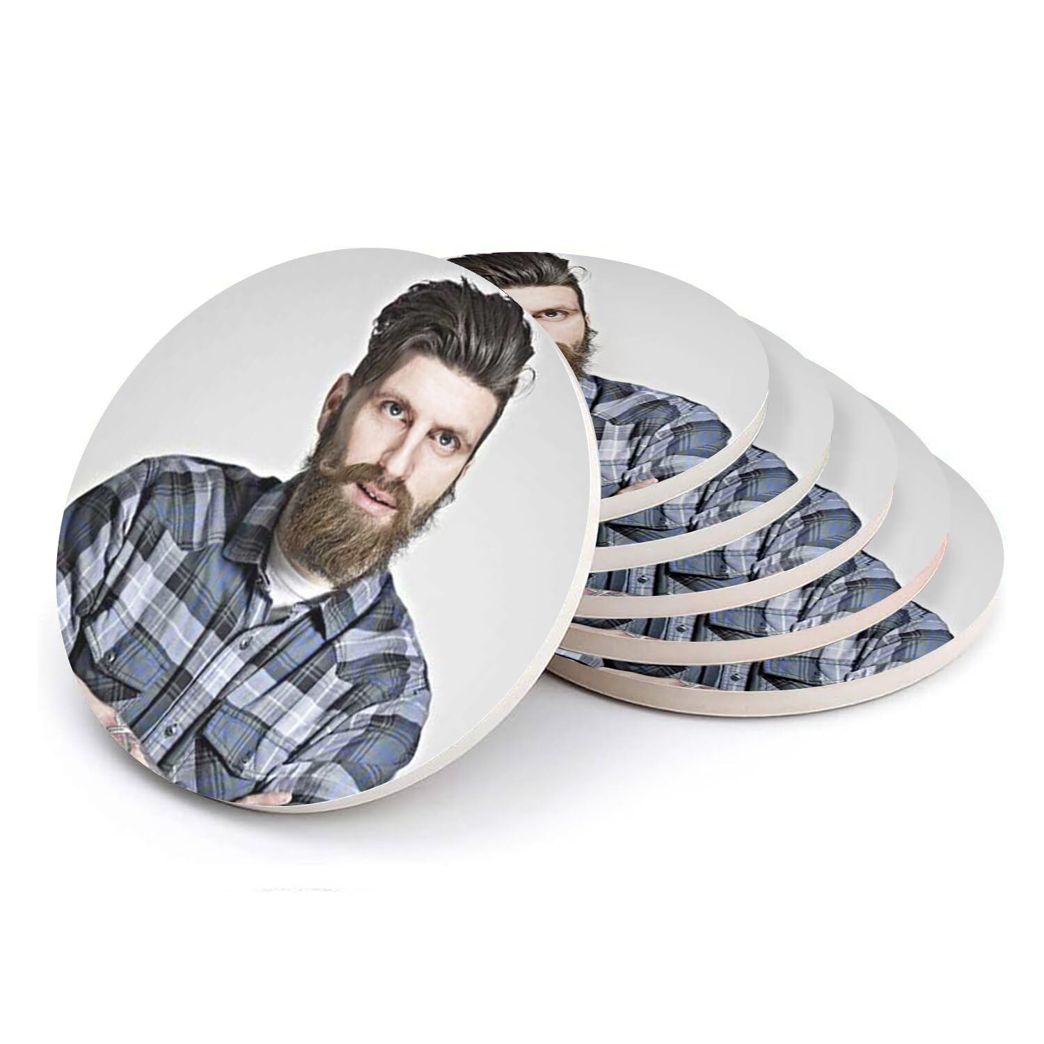 Sous-verres ronds en céramique Emmanuel Macron hipster pour animer vos apéros entre amis