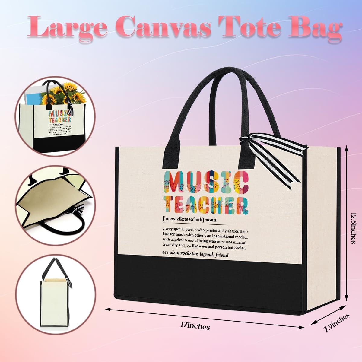 AASRR Music Teacher Appreciation Gifts - Piano & Christmas Gifts - Tote Bag - Image 2