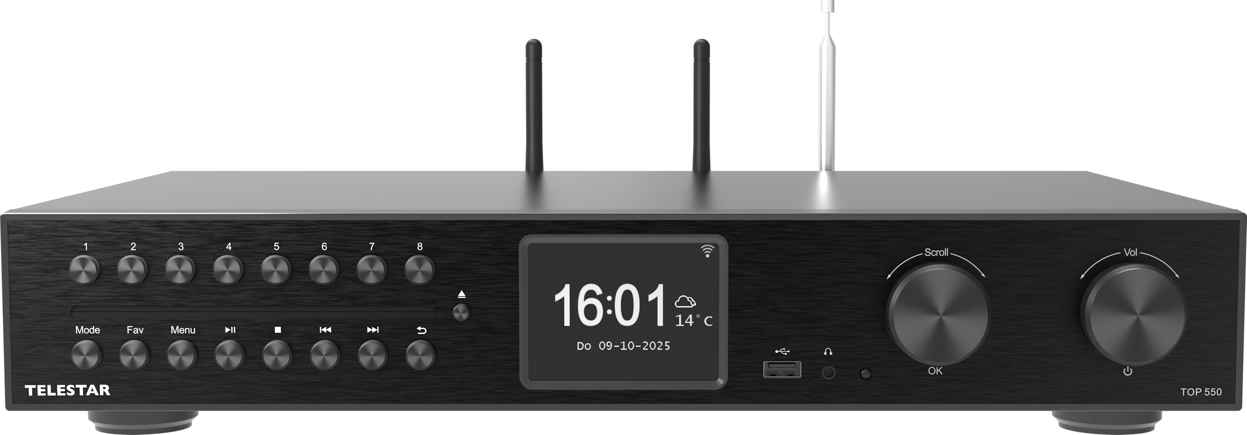 TELESTAR TOP 550 – HiFi-System mit Verstärker & CD-Player, 43 cm – Schwarz | 2 × 30 W, Internetradio/DAB+, Bluetooth Audio-Streaming & Sendefunktion, Hotelmodus, USB-Aufnahme, Streamingdienste