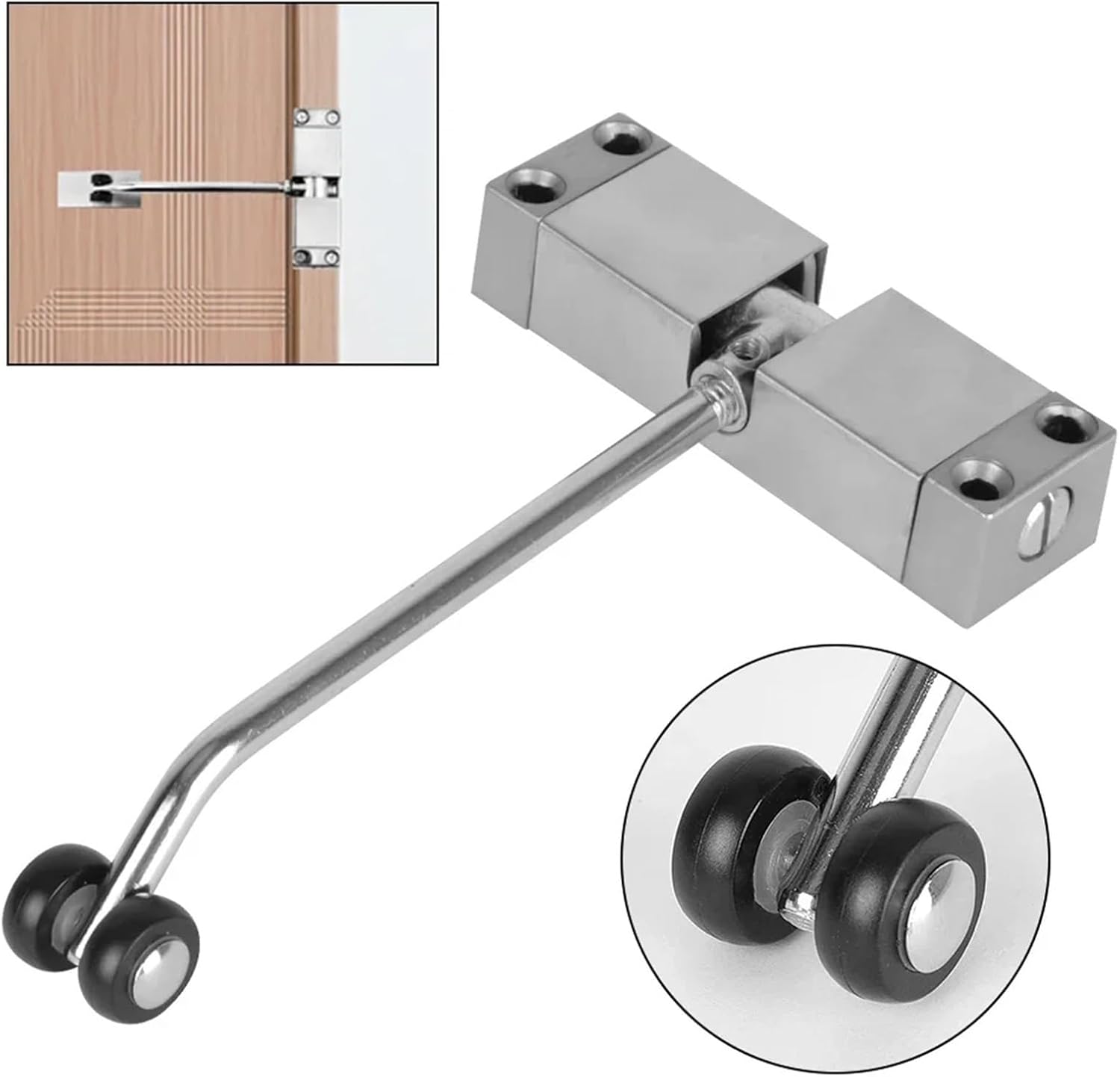 Automatic Door Closer, Furniture Door Hardware Automatic Spring Door Closer Adjustable Door Closing Device Safety(Silver)