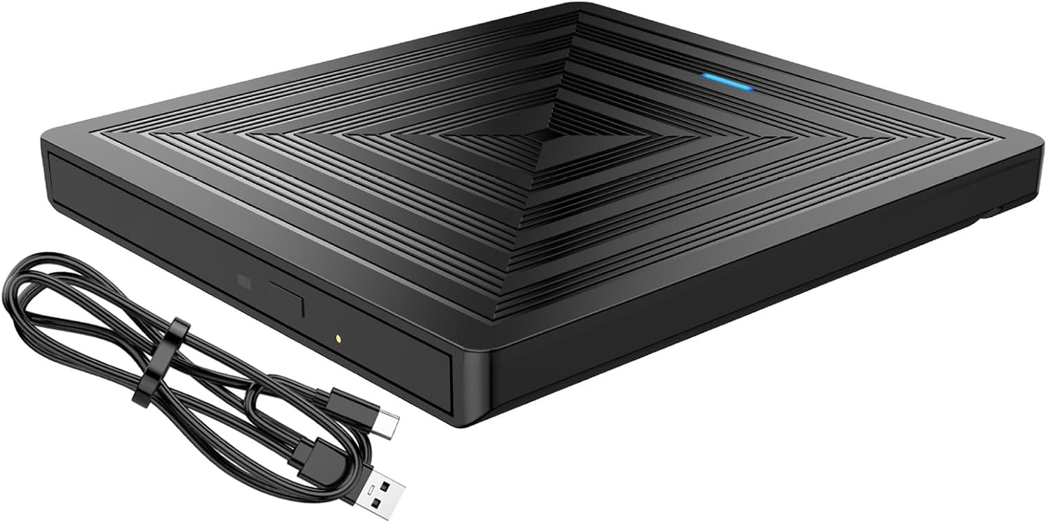 TENYELE 耐衝撃外付けDVDバーナー USB3.0光学ドライブプラグとプレイ デスクトップ/ノートパソコン/旅行にやさしい外付