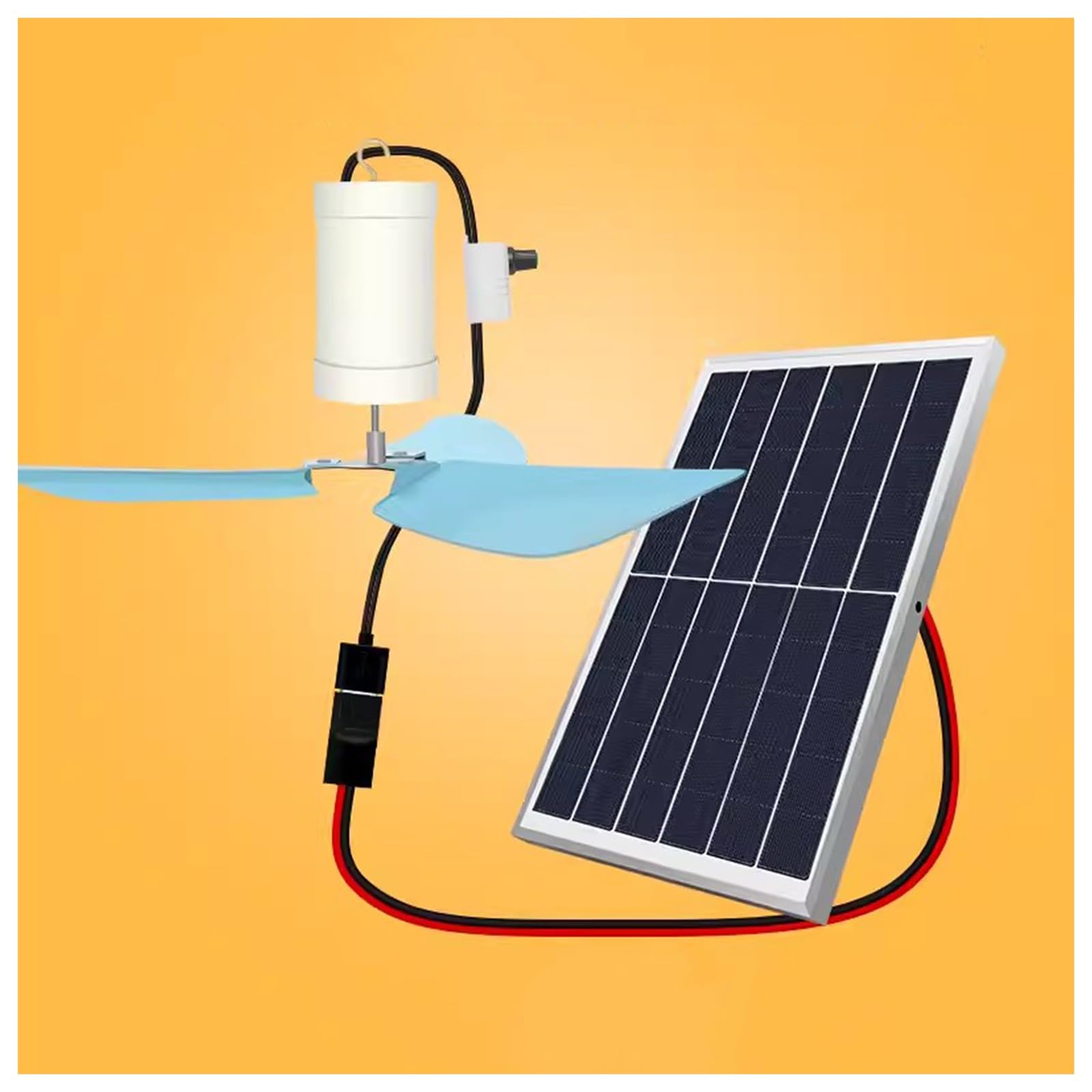 Ventilatore Solare Da 10W 5V Con Velocità Regolabile, Cavo USB 3m, Gancio, Motore In Rame, Per Soffitto E Uso Esterno