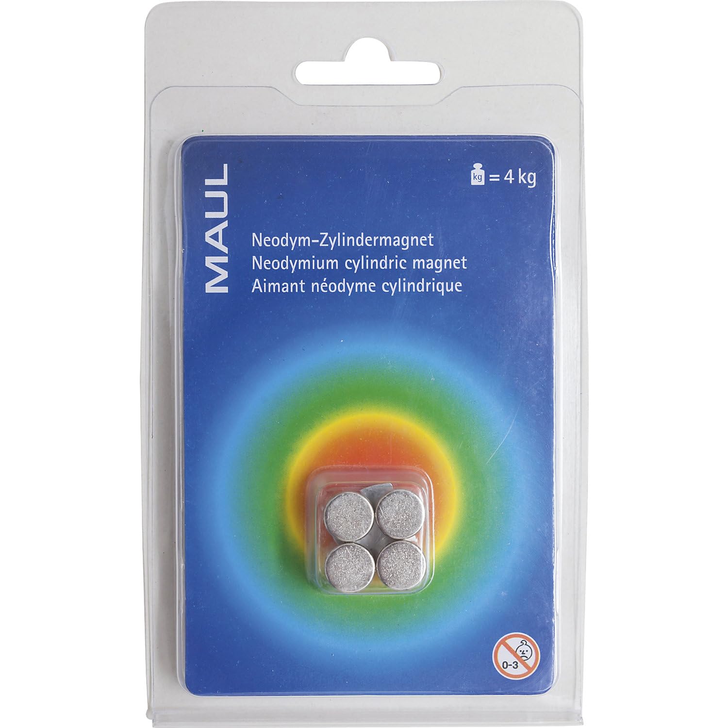 MAUL Neodymium Disc Magnet High Adhesive for Versatile Use Round Magnet with Elegant and Modern Design Diameter 10 x 10 mm Pack of 4 Light Silver