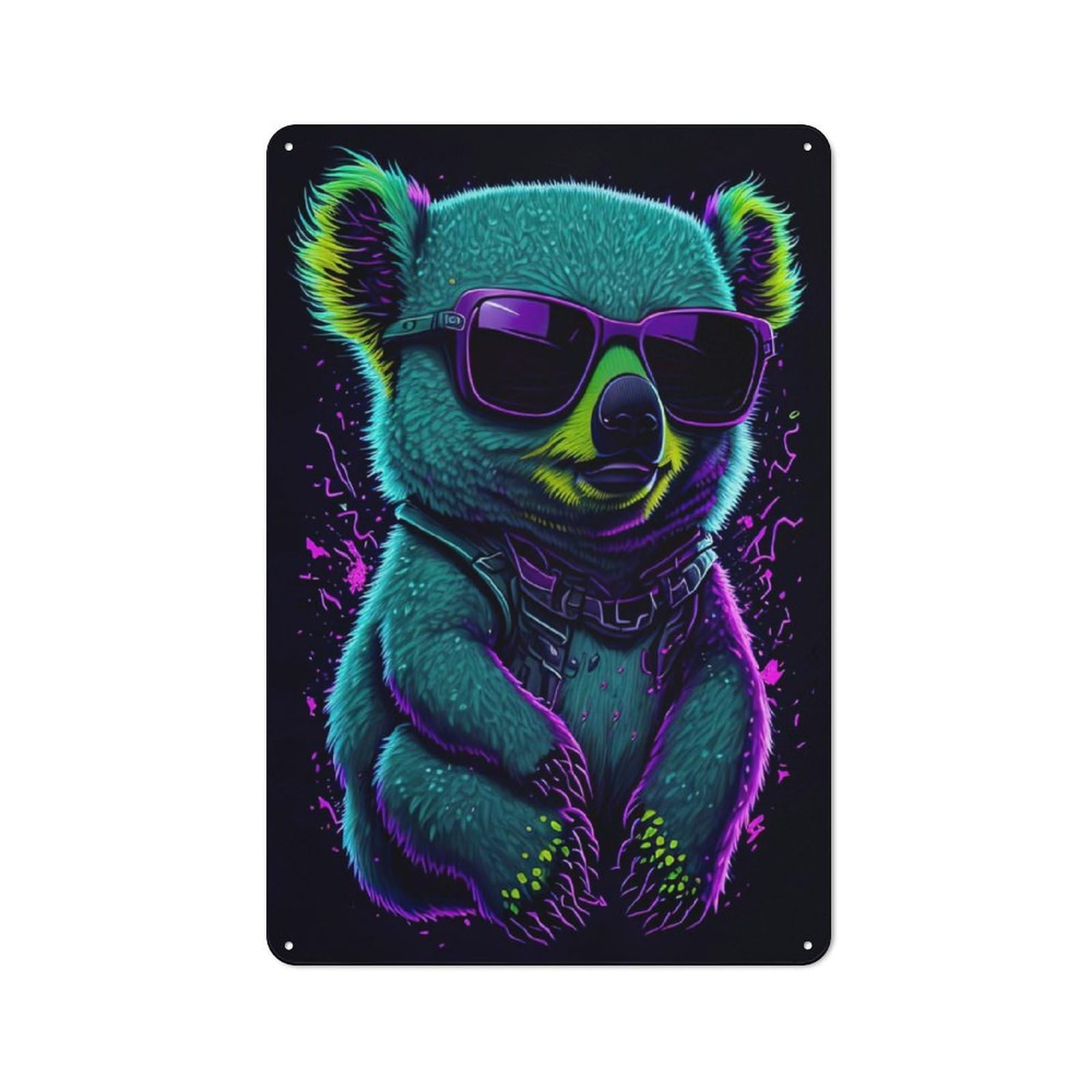 Junmoney Cute Whimsical Koala Tin Wall Plaque 30X20cm With For Hobby Room Or Studio, For Updating Hobby Room And Studio After Moving