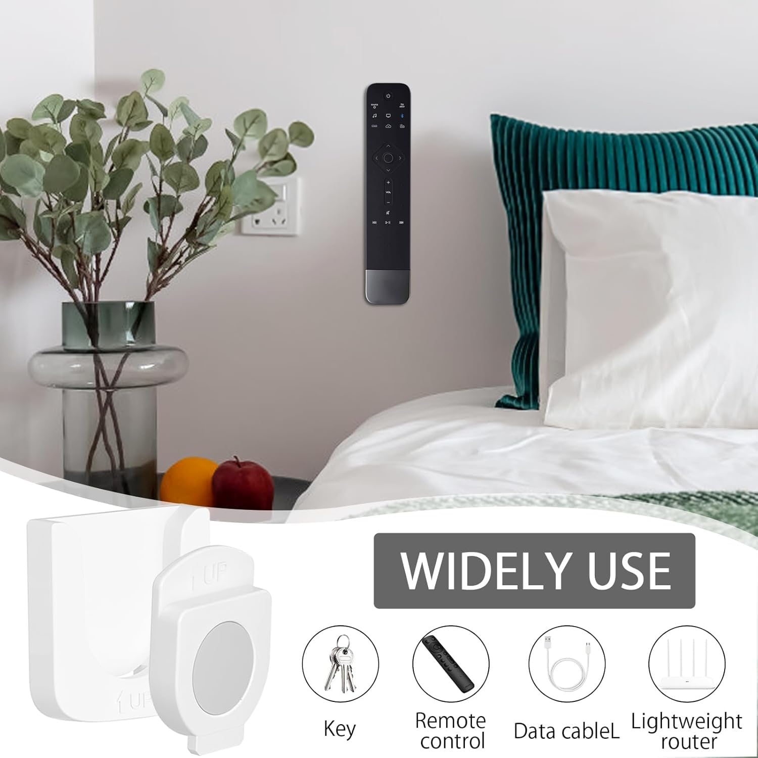 Lot 4 Supports Télécommande Muraux Magnétiques TESSTSY – Sans Perçage, Aimant Puissant 250g, Silicone Souple, Fixation Facile Pour Maison Bureau École (Noir)
