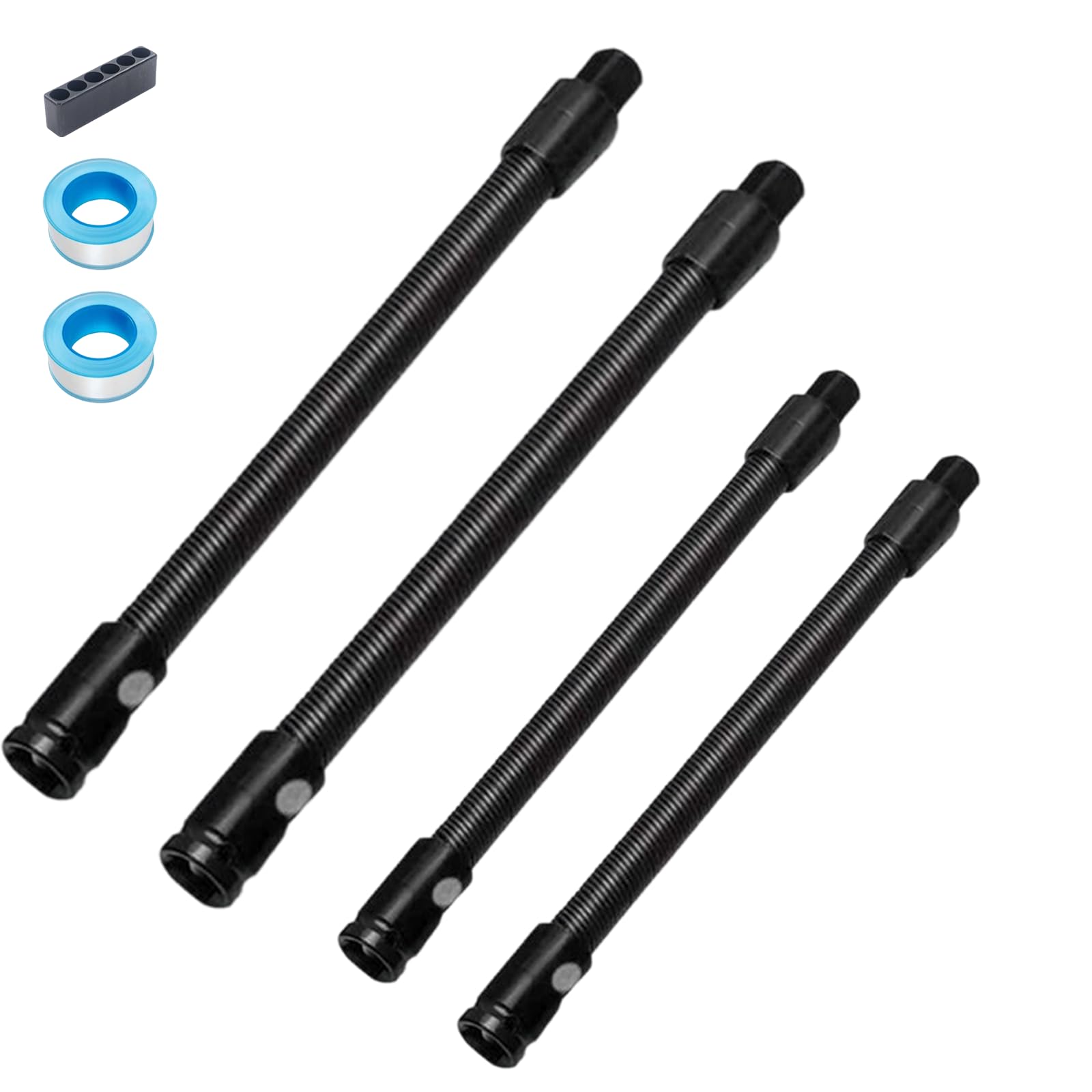 Dawhare Light Flexible Shaft Extension Extender Torque Socket, Bendable Socket Extender, Articulating Socket Wrench Extension, Flexible Spring Steel, For 1/2", For Narrow Space Repair (4Pcs)