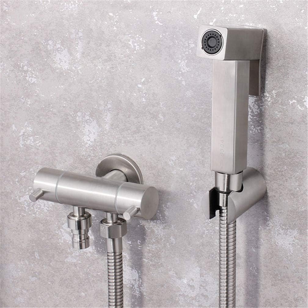 LUNEZY Bidet Faucet Stainless Steel Only Cold Water Toilet Corner Valve Handheld Hygienic Shower Head Muslim Toilet Shattaf Shower Bidet,Set 5