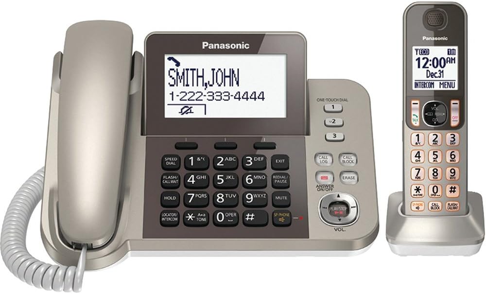 Panasonic KX-TGF350N Corded / Cordless Dect 1 Handset Landline Telephone,Champagne Gold