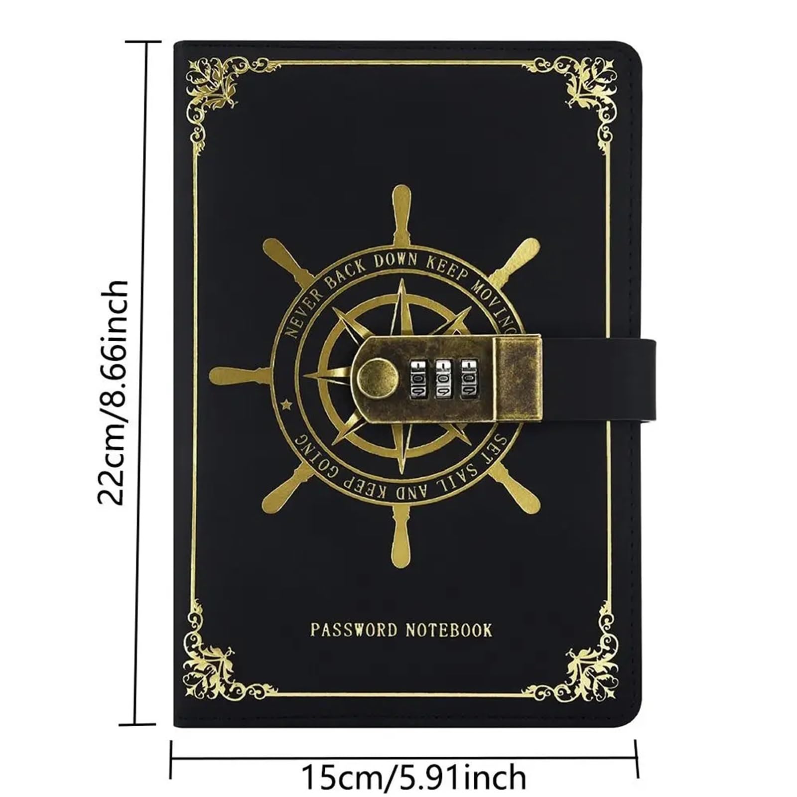 Verschlossenes Tagebuch Reisetagebuch aus PU-Leder mit Schloss, nachfüllbar, dick, gesperrt, wasserdicht, Kombinations-Passwort-Notizbuch for Mädchen(Blue,200Sheets 400Pages)