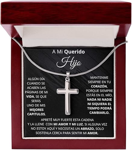 A mi hijo de mamá, Hijo Regalos de mamá y papá, Collar de madre e hijo, Regalo de cumpleaños para mi hijo Graduación Collar de cruz de fe de