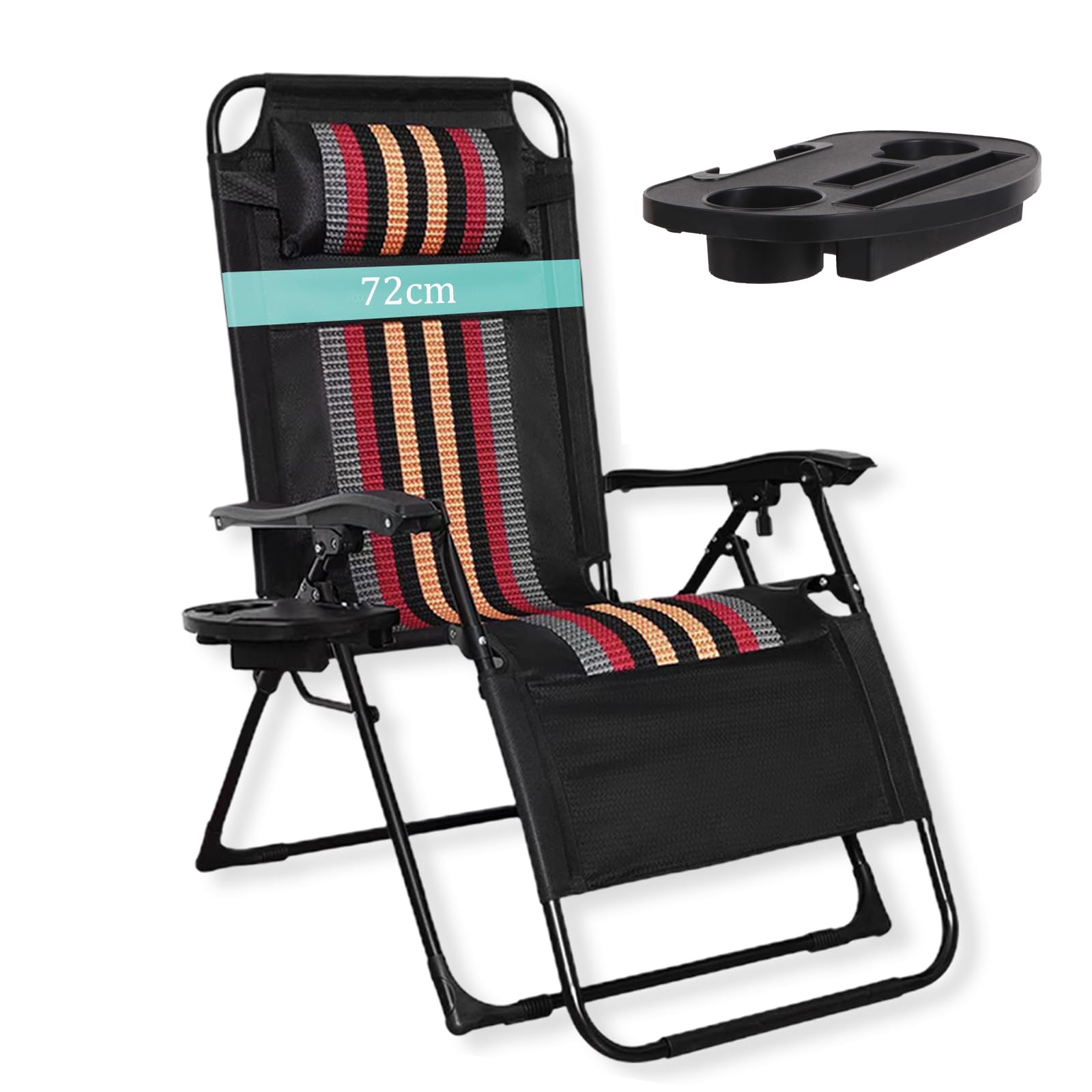 Tumbona resistente a la intemperie, ajustable en 170°, extragrande, plegable, ligera, reclinable, con soporte para bebidas, tumbona de jardín, silla plegable de gravedad cero (amarillo)