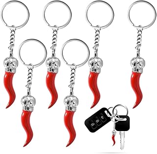 Juego de 6 llaveros de la suerte con astas de ciervo y cuerno rojo, perfectos para el Día de la Madre, cumpleaños, San Valentín y aniversarios.