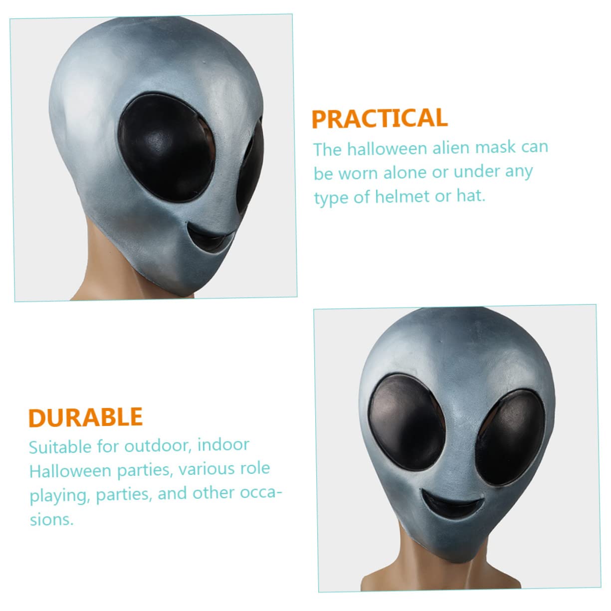 CATIEBYE Halloween Alien Face Mask Scary Cosplay Prop for Parties Realistic Adult Costume Accessory for Halloween Masquerades Festivals Stage