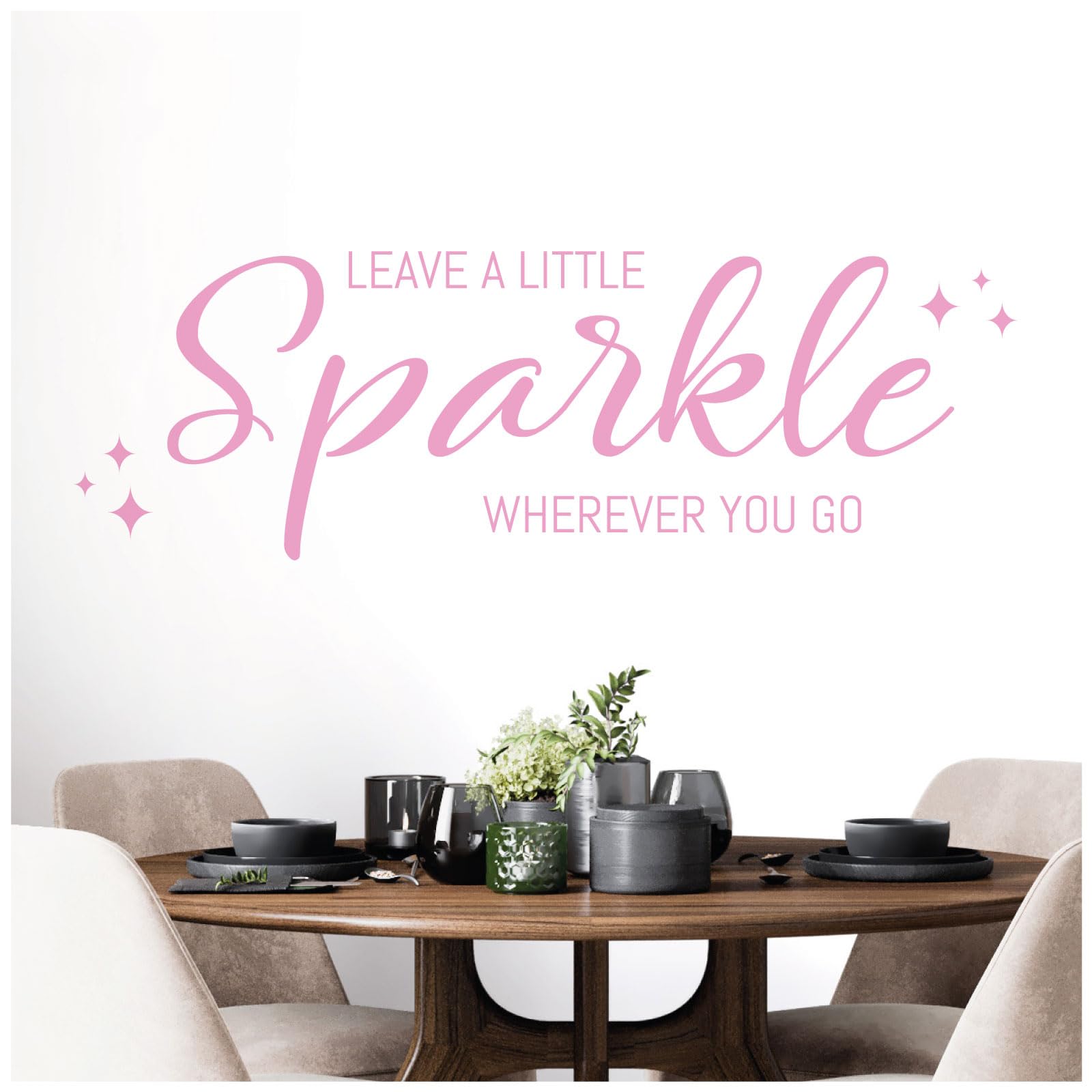 Leave a Little Sparkle Wherever You Go - Wall Quote, Wall Art Sticker [Large] [Pink]