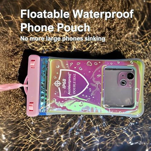 AiRunTech Waterproof Phone Pouch,Double Seal Floating Phone Case for Swimming Kayak Paddle Board,Protector iPhone 17 16 15 14 13, River Lake Canoe Boating Beach Accessories(Iridescent Pink+Black) - Image 3