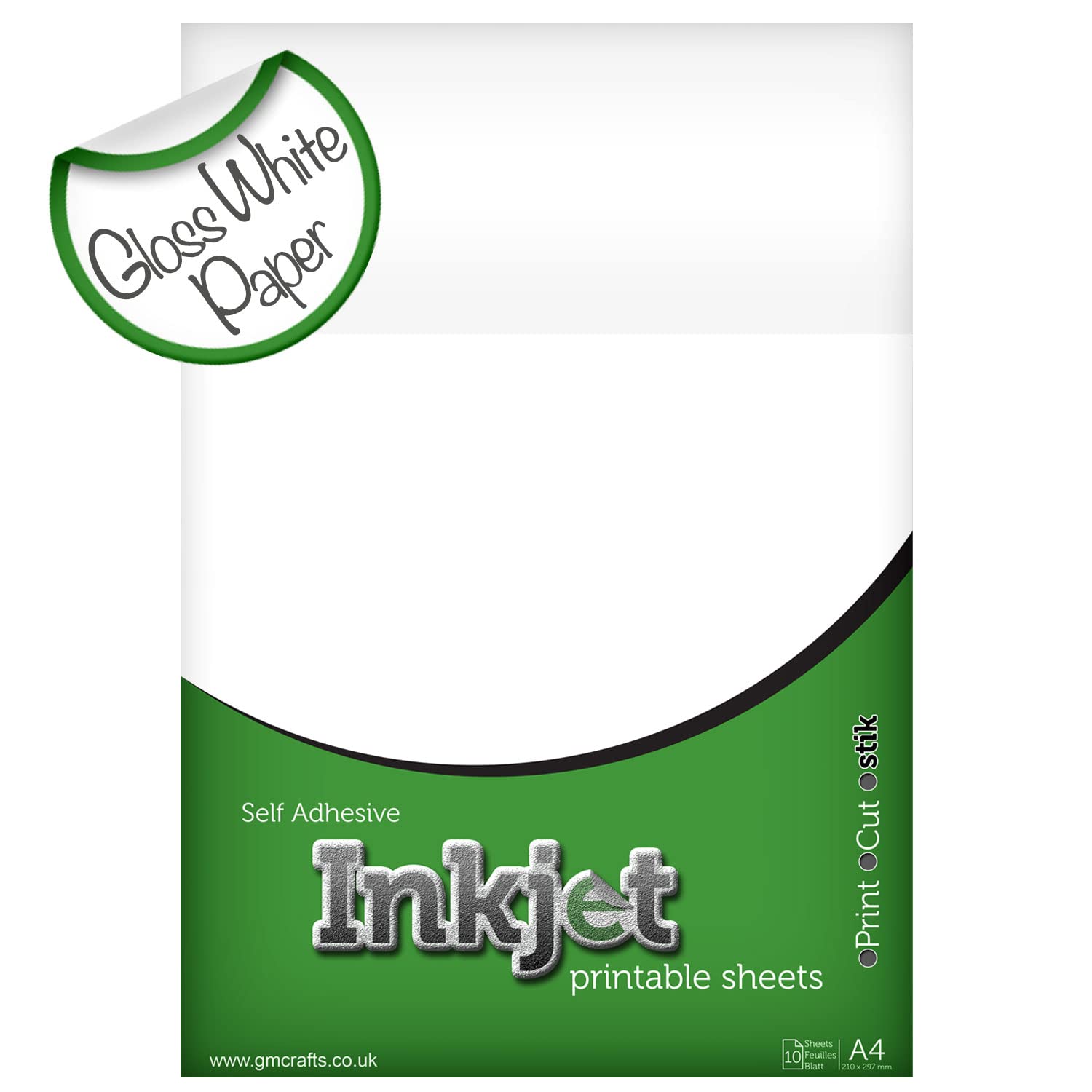 Gloss White Printer Paper | Self Adhesive | 10 Pack | Inkjet Printable | Perfect for Stickers & Labels