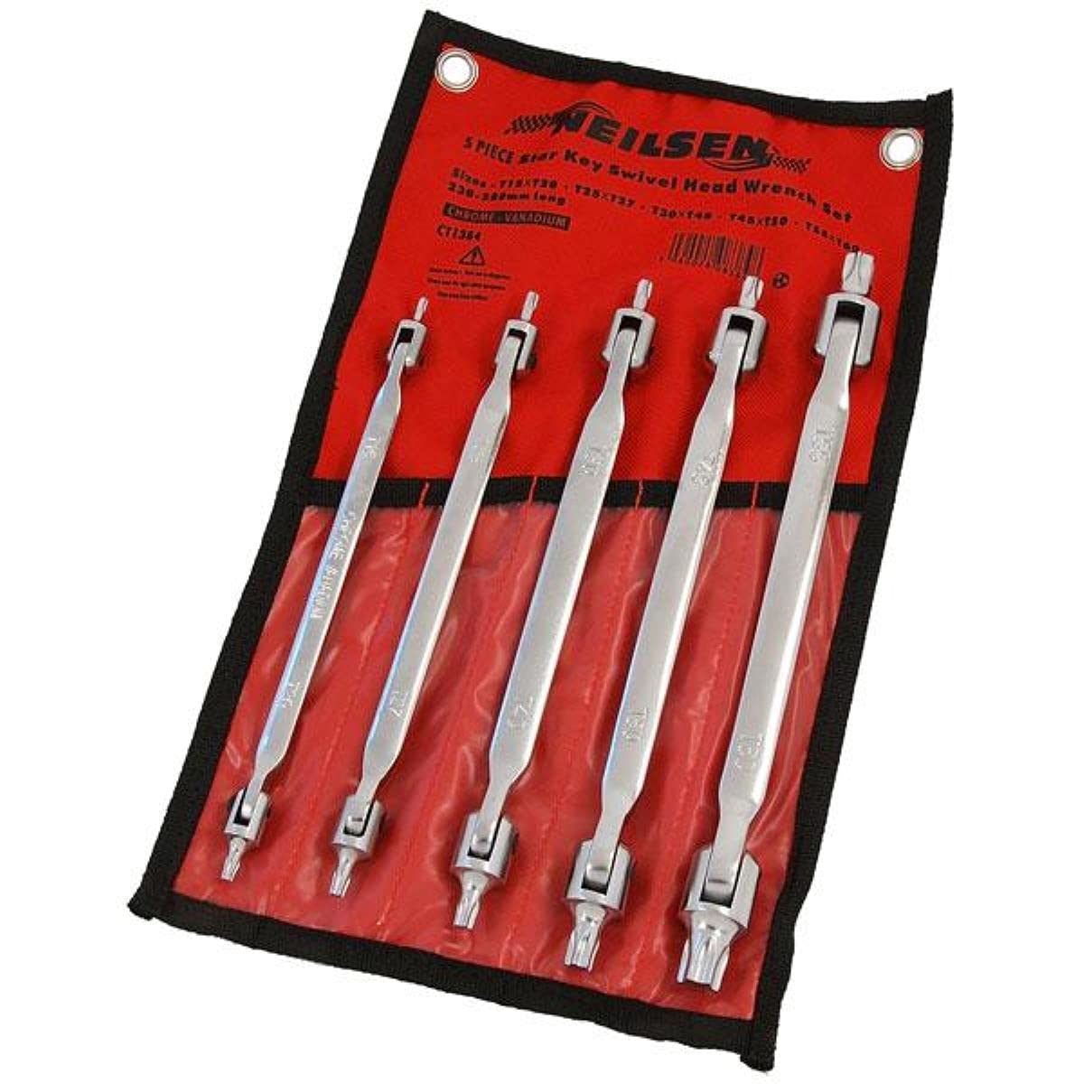 Neilsen Chrome Star Key Set - 5Pc Swivel Head