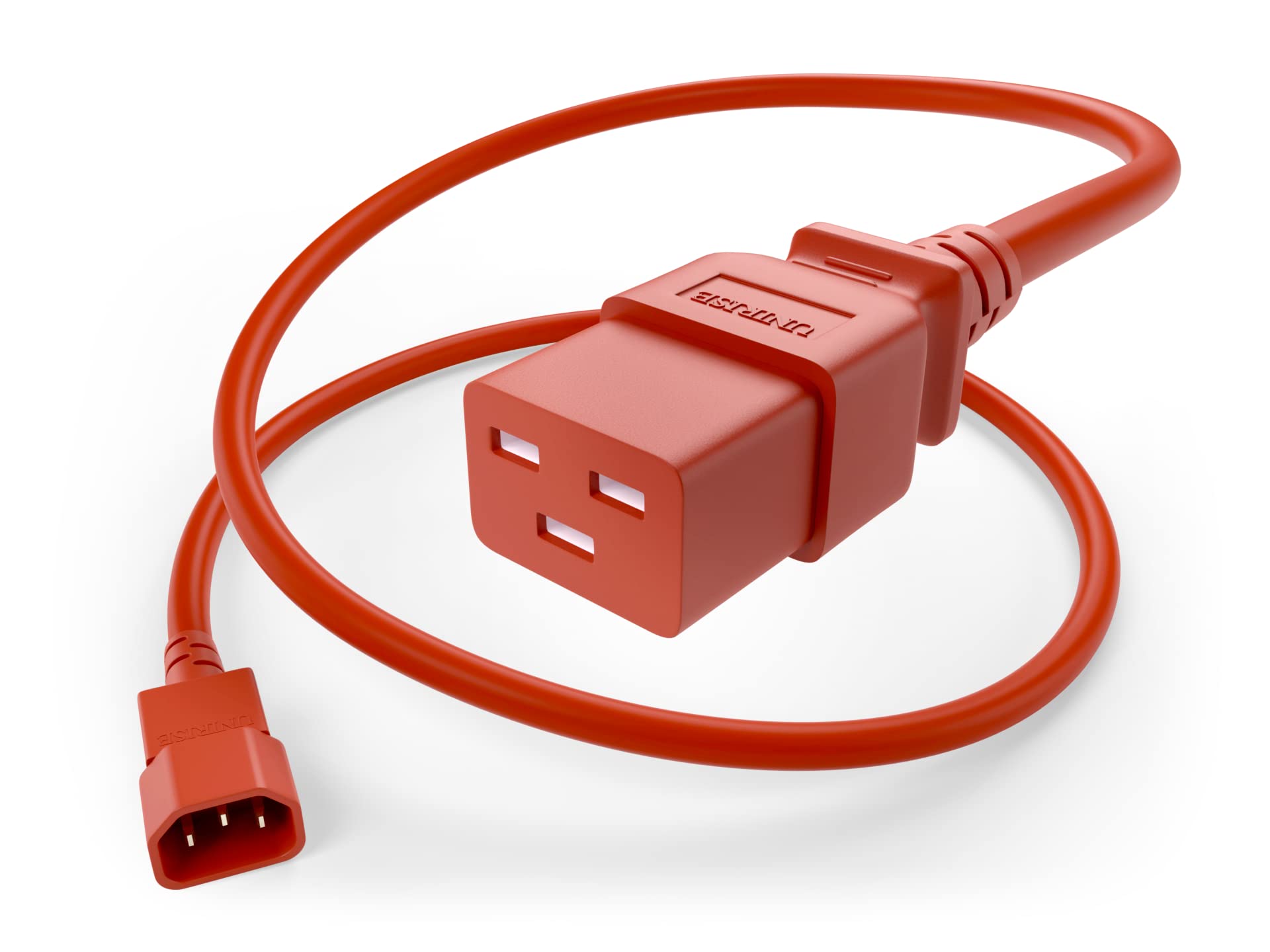 UNC Group Power Cable IEC C14 to C19 15Amp 14AWG 250V SJT Jacket, Red, 2 Foot