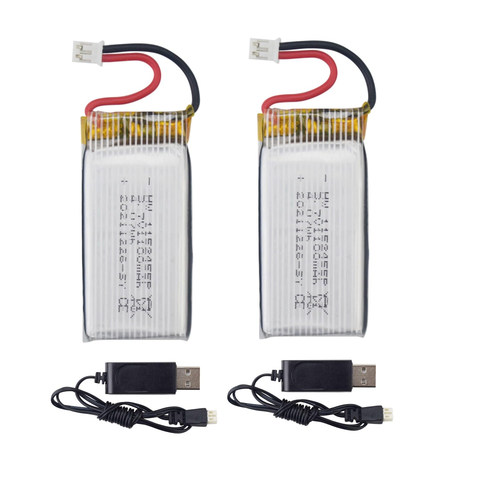 Fytoo 2PCS 1S 3.7V 25C 1100mah PH2.0 Plug Li-ion Battery with USB Charging Cable for RC Airplanes Quadcopter RC Drones RC Car Backup Battery