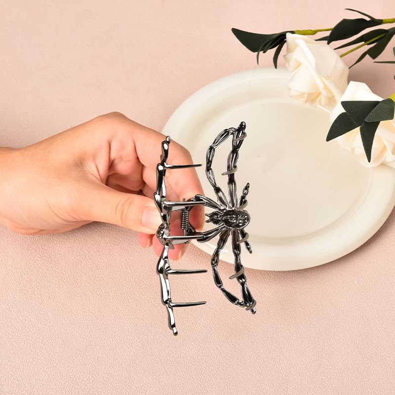 Miniatura 5 de Pinza de araña negra para el cabello, pinzas de araña grandes para cabello grueso y largo, decoraciones de fiesta de Halloween, accesorios góticos
