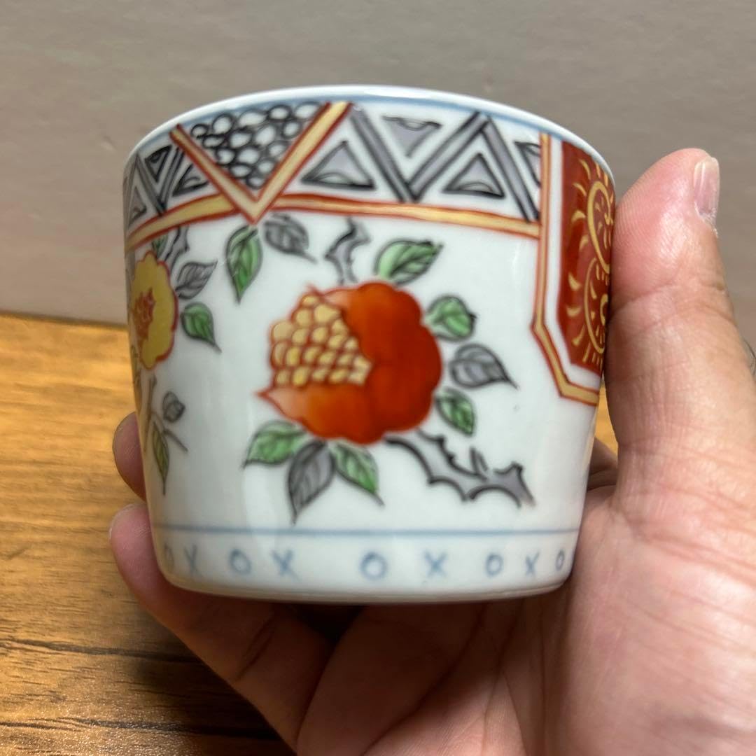 李荘窯 錦柘榴文 蕎麦猪口