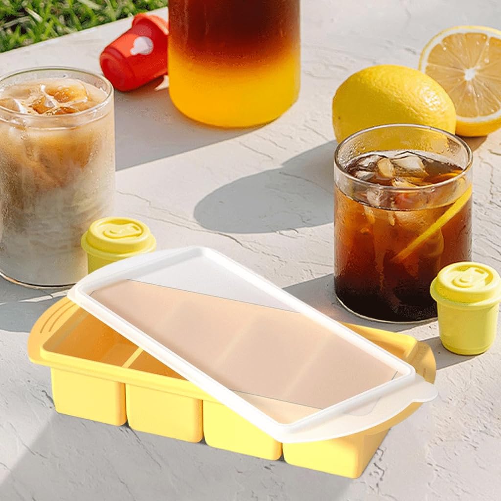 Bandeja de hielo silicona grado alimenticio, gran capacidad, tira larga, molde for hacer en el hogar, bandeja fácil desmoldar(A)