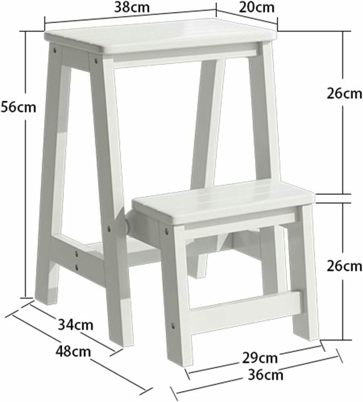 Taburete plegable madera 2 escalones para acceso y almacenamiento a la cocina diseño que ahorra espacio