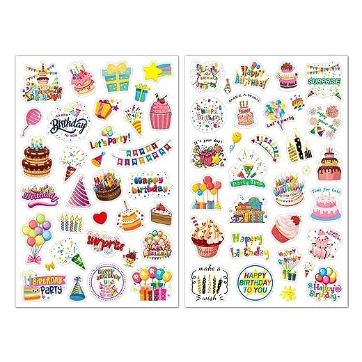 6 pegatinas de cumpleaños, pegatinas para tarjetas de cumpleaños, regalos, libro de visitas, tarjetas, álbum de fotos, decoración de fiesta llena de amor, tarjetas de cumpleaños para adultos y niños,