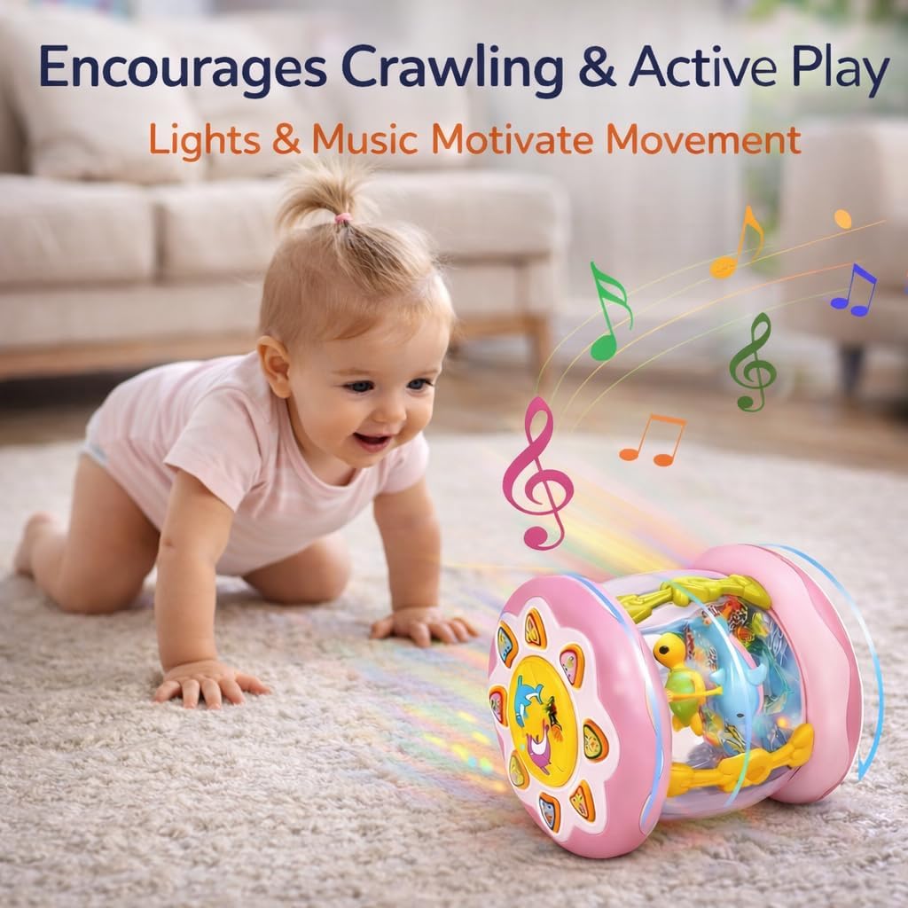 Baby Musical Toy with Rotating Ocean Animals, Colorful Light Projection, Soothing Lullaby Songs, Calming Sensory Gift for Infants 6-12 Months
