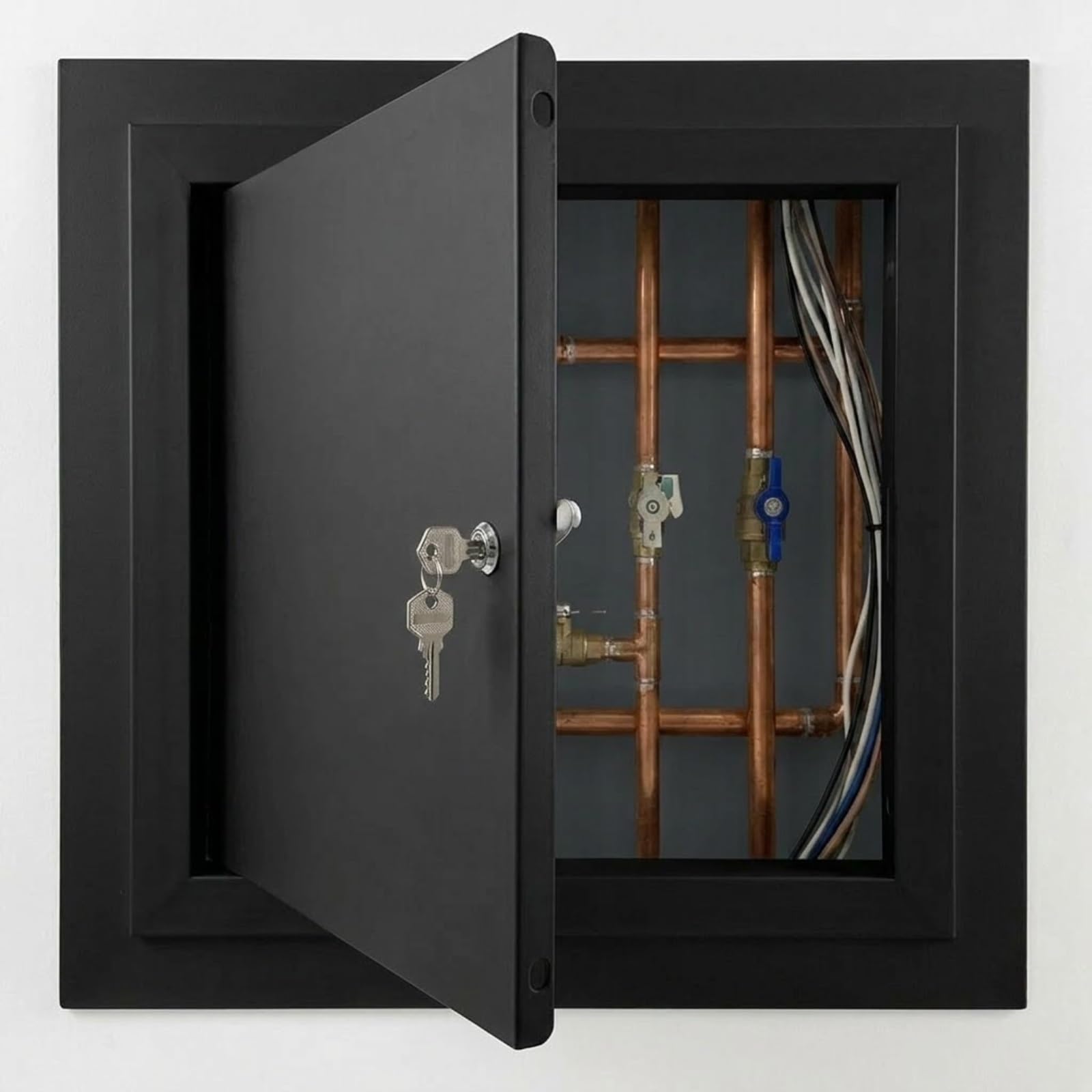 Yqyhnb Black Access Panel 300X300mm Metal Inspection Hatch, Aluminium Lockable Access Door For Wall And Ceiling, Flush Fit Service Point Cover For Electrical And Plumbing(,70X80cm)