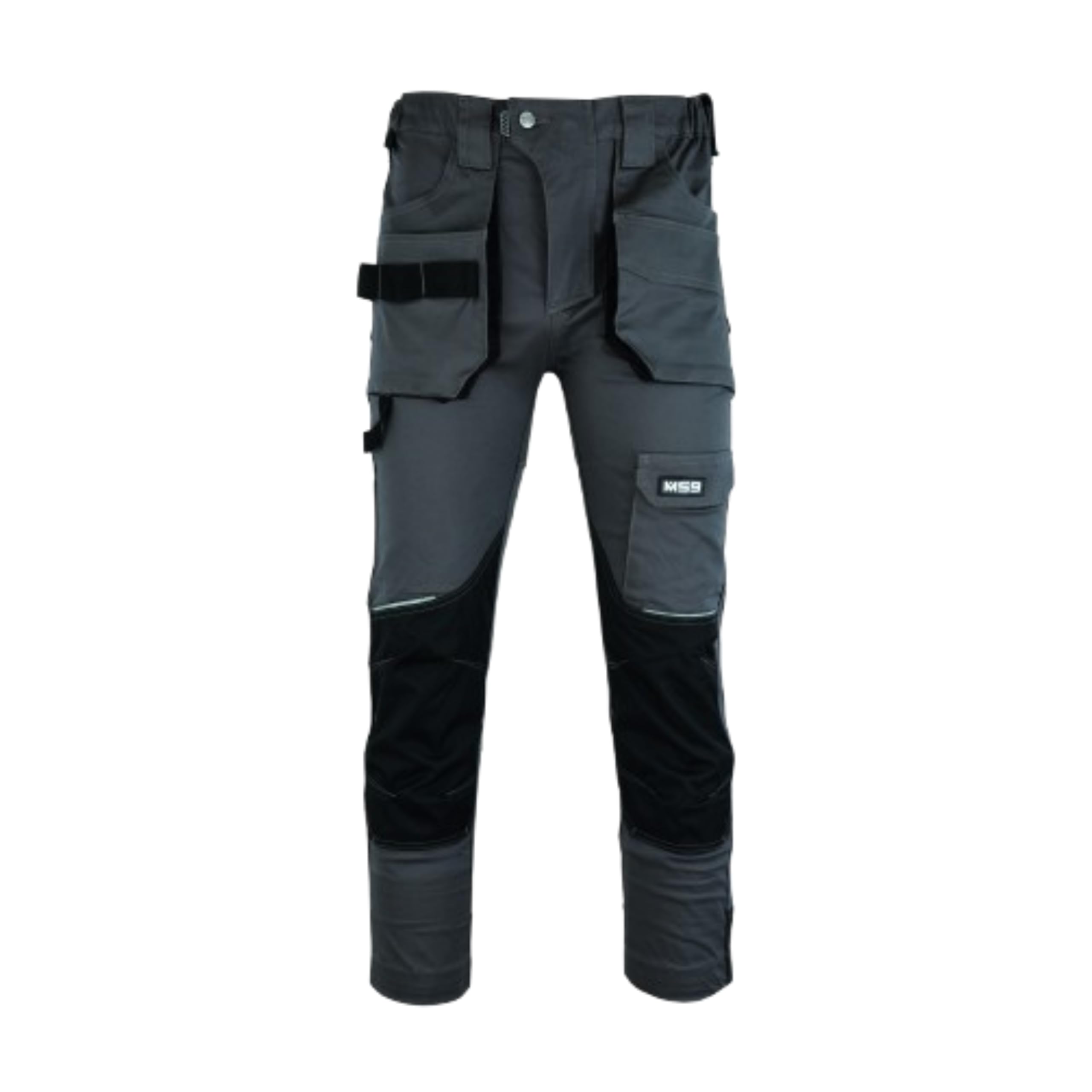 Ms9 Men's Grey Cargo Combat Slim Fit Stretch Spandex Elasticated Flexible Work Working Trouser Trousers Pants Jeans