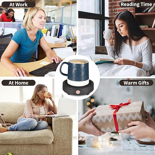 Miniatura 5 de Calentador de taza de café, calentador de café eléctrico para escritorio con apagado automático, 3 ajustes de temperatura, calentador inteligente de